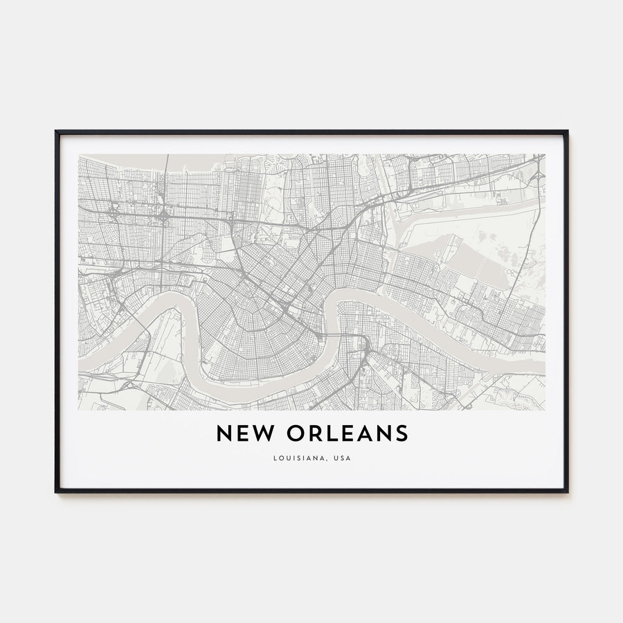 New Orleans Map Landscape Poster