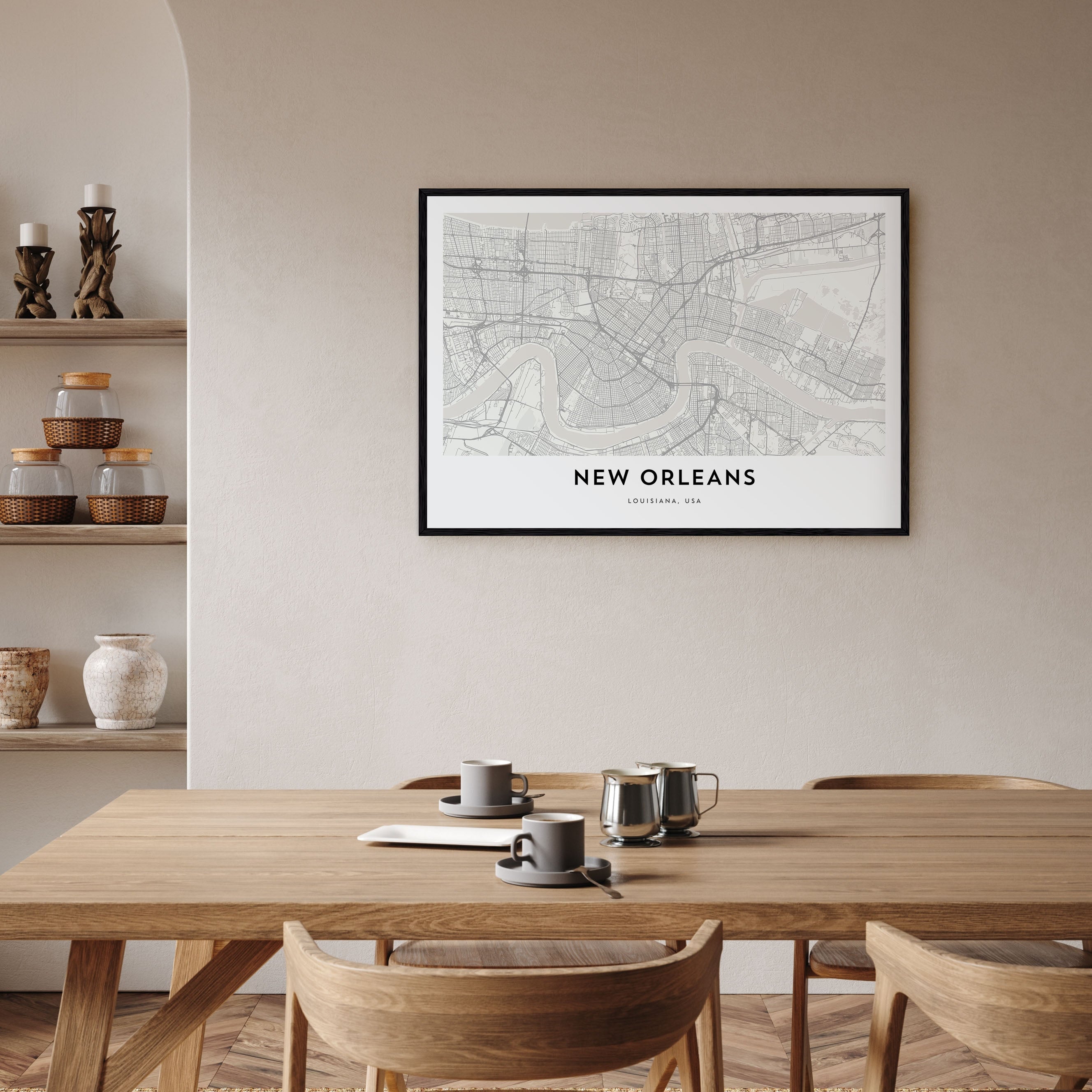 New Orleans Map Landscape Poster