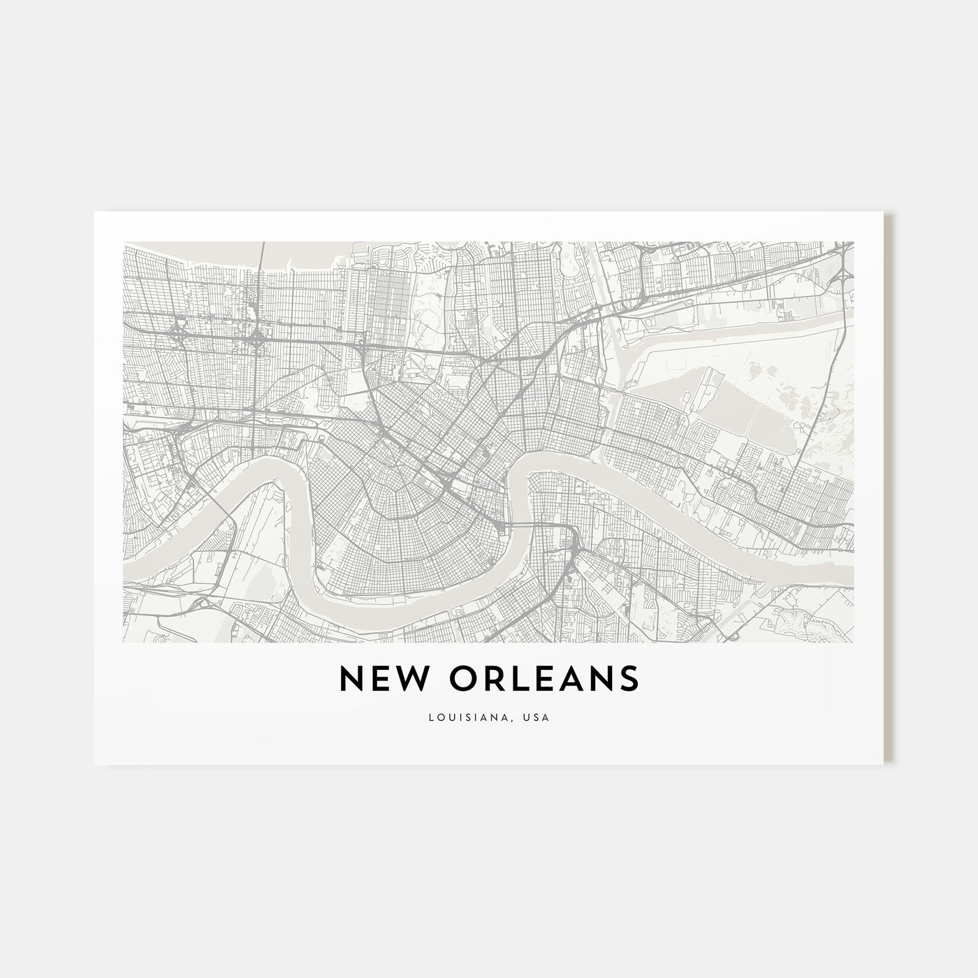 New Orleans Map Landscape Poster