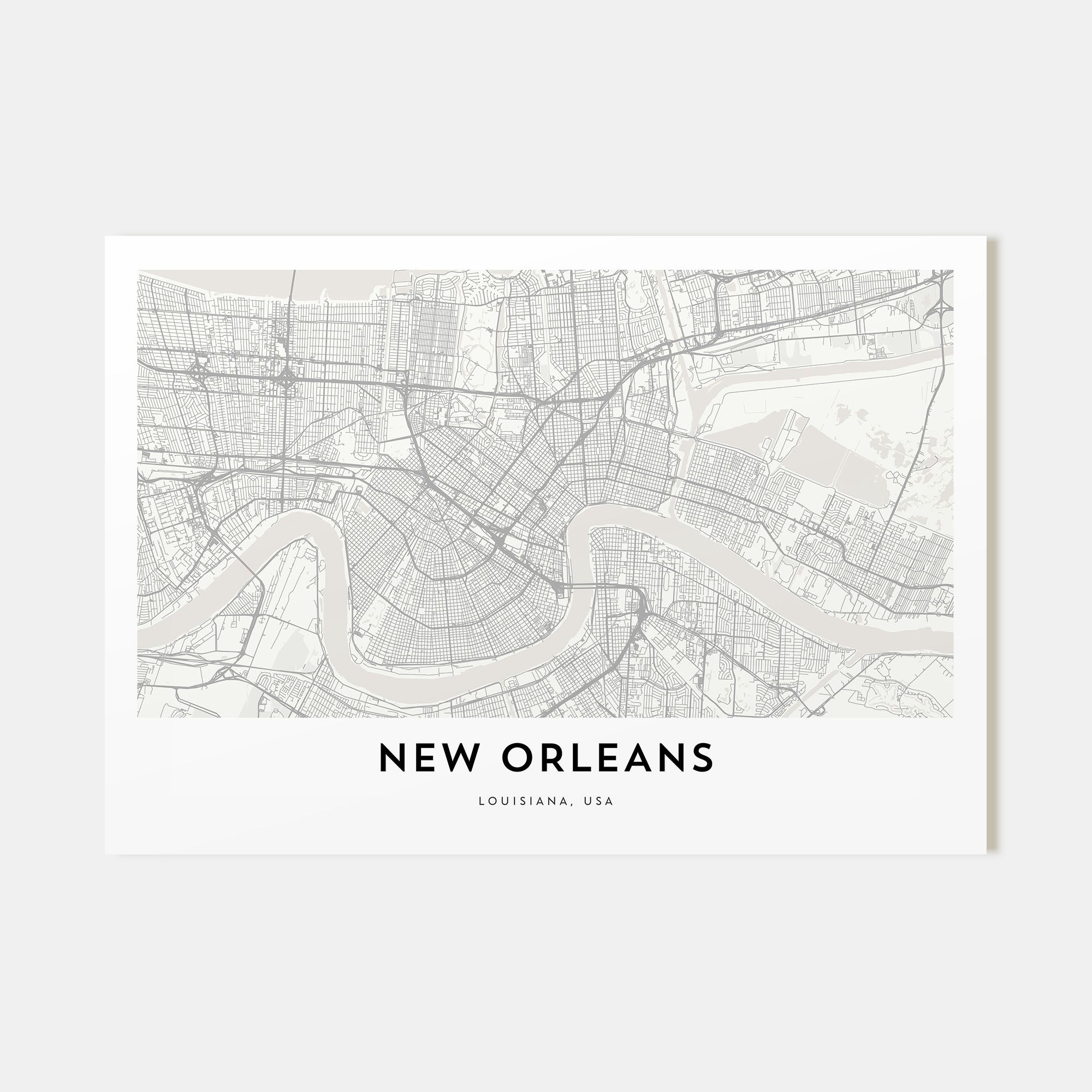 New Orleans Map Landscape Poster