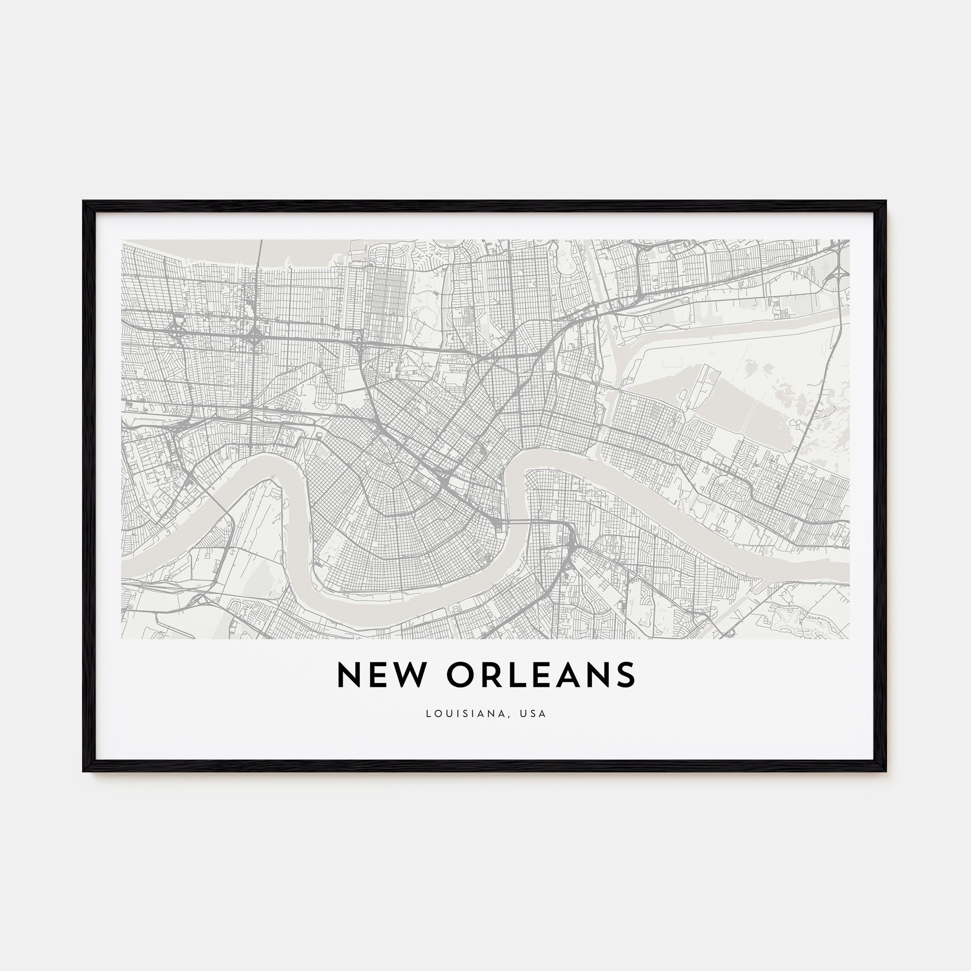 New Orleans Map Landscape Poster