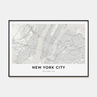 New York City Map Landscape Poster