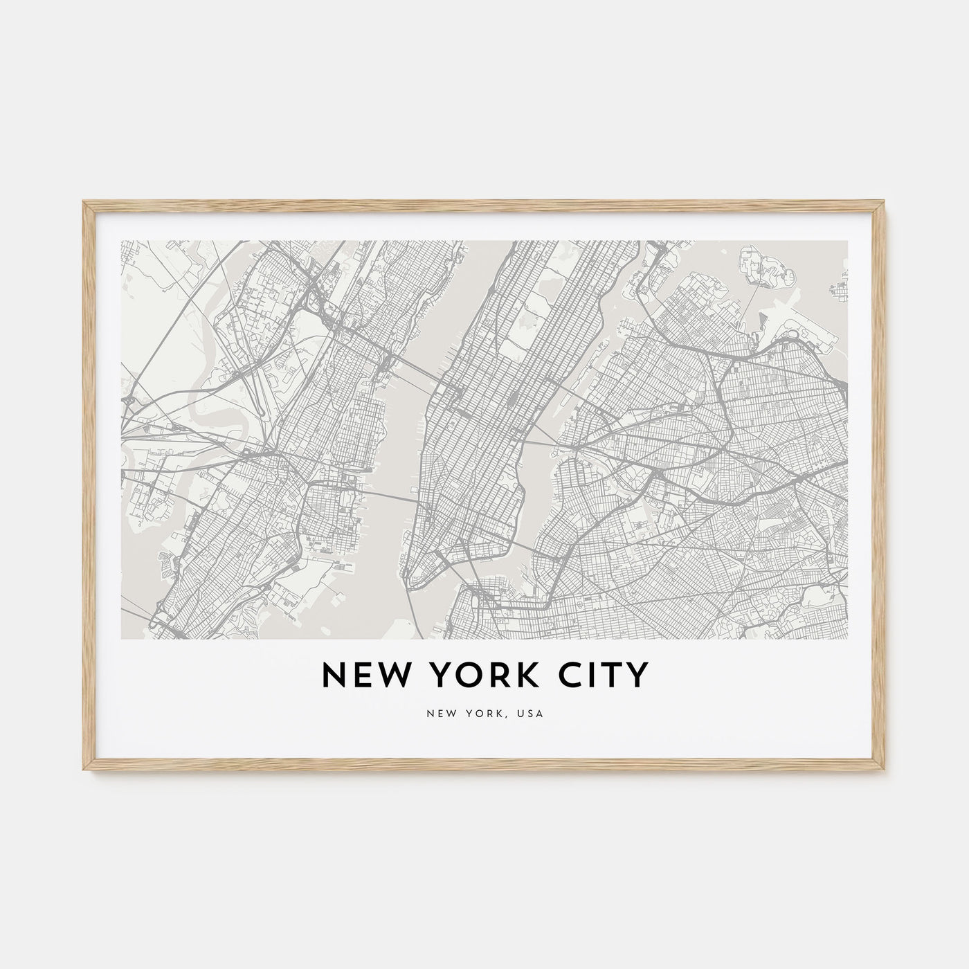 New York City Map Landscape Poster