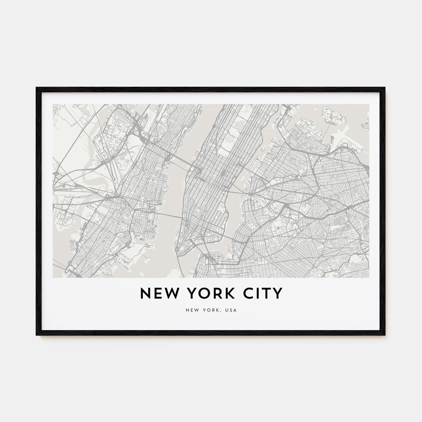 New York City Map Landscape Poster