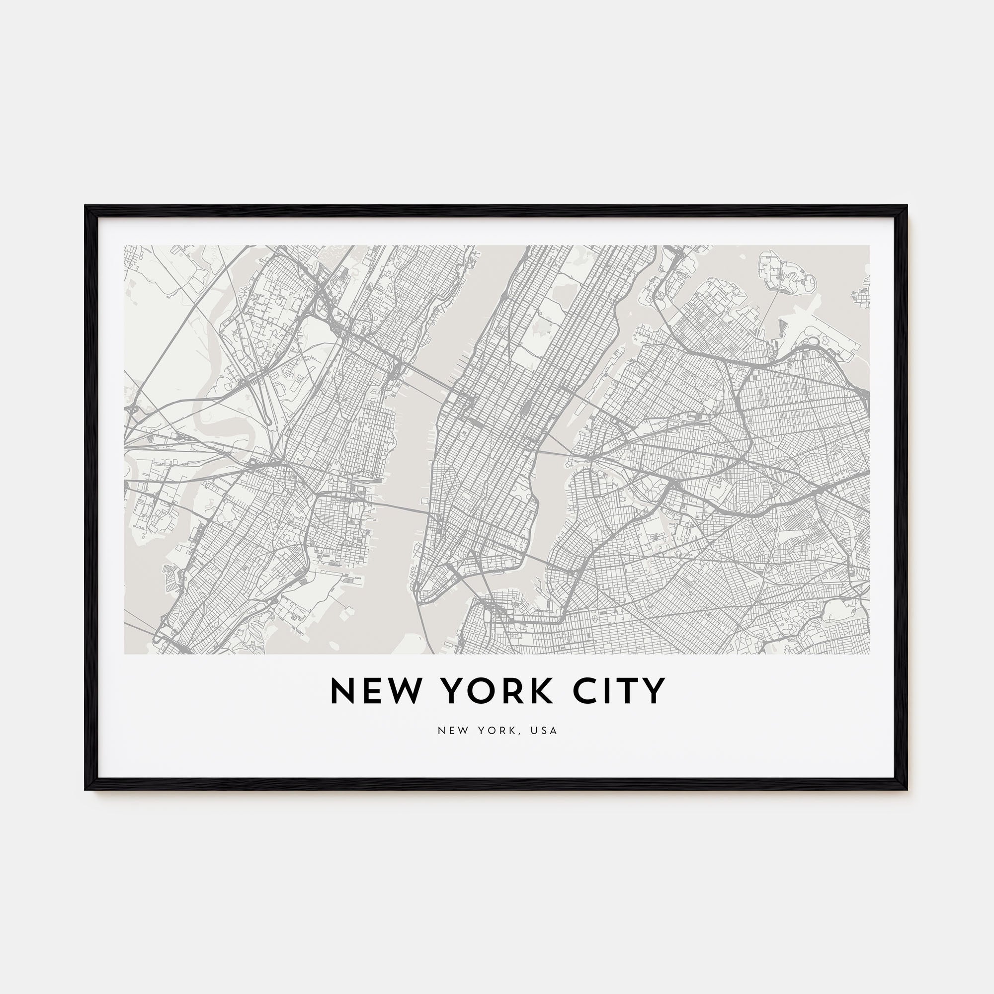 New York City Map Landscape Poster
