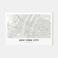 New York City Map Landscape Poster