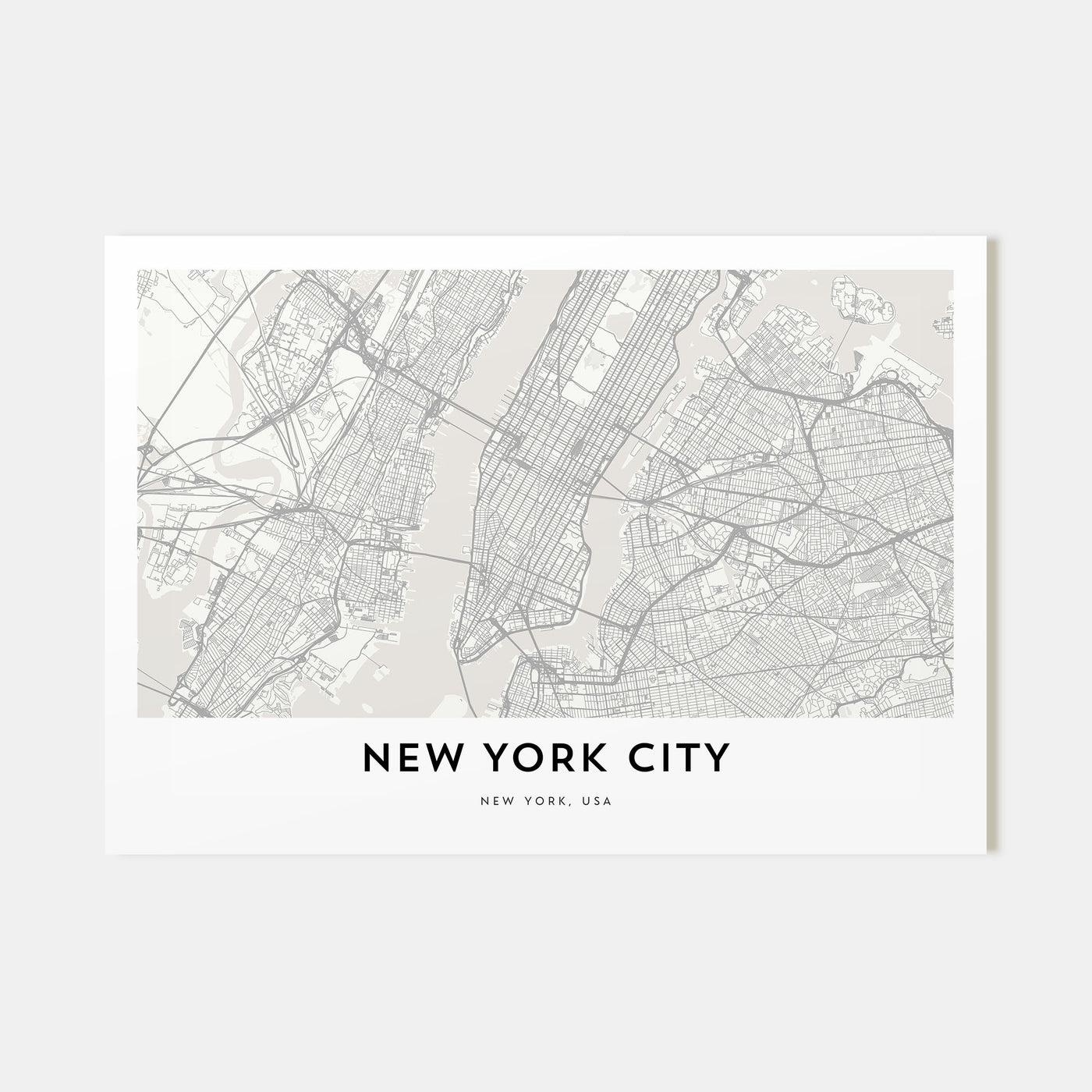 New York City Map Landscape Poster
