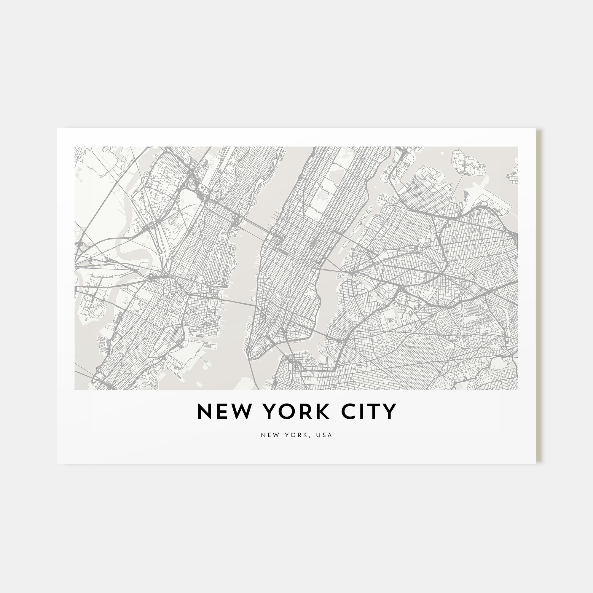 New York City Map Landscape Poster