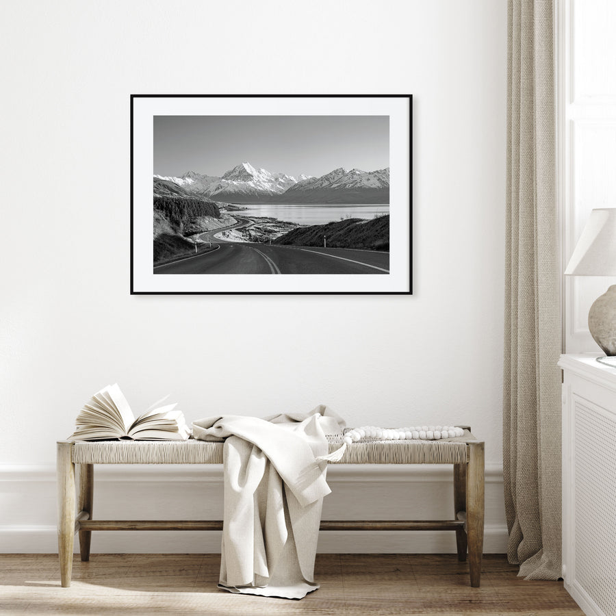 New Zealand Landscape B&W Poster
