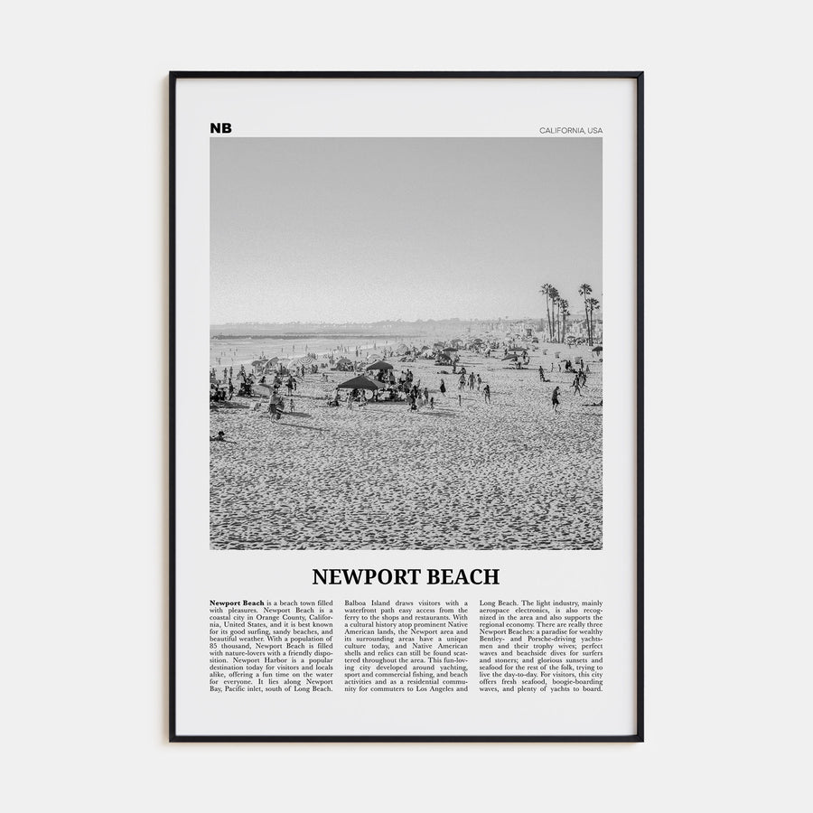Newport Beach Travel B&W No 1 Poster