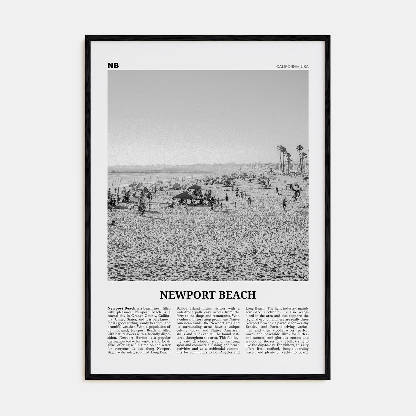Newport Beach Travel B&W No 1 Poster