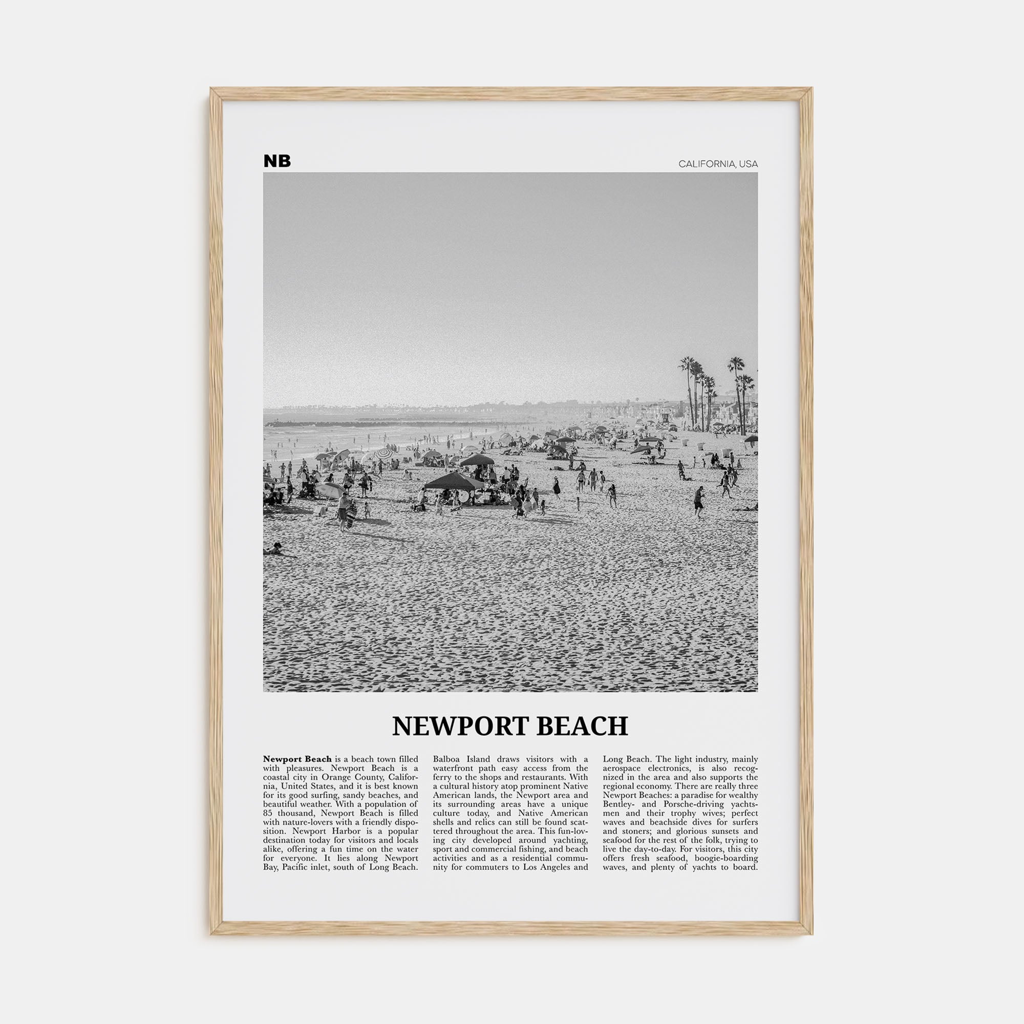 Newport Beach Travel B&W No 1 Poster