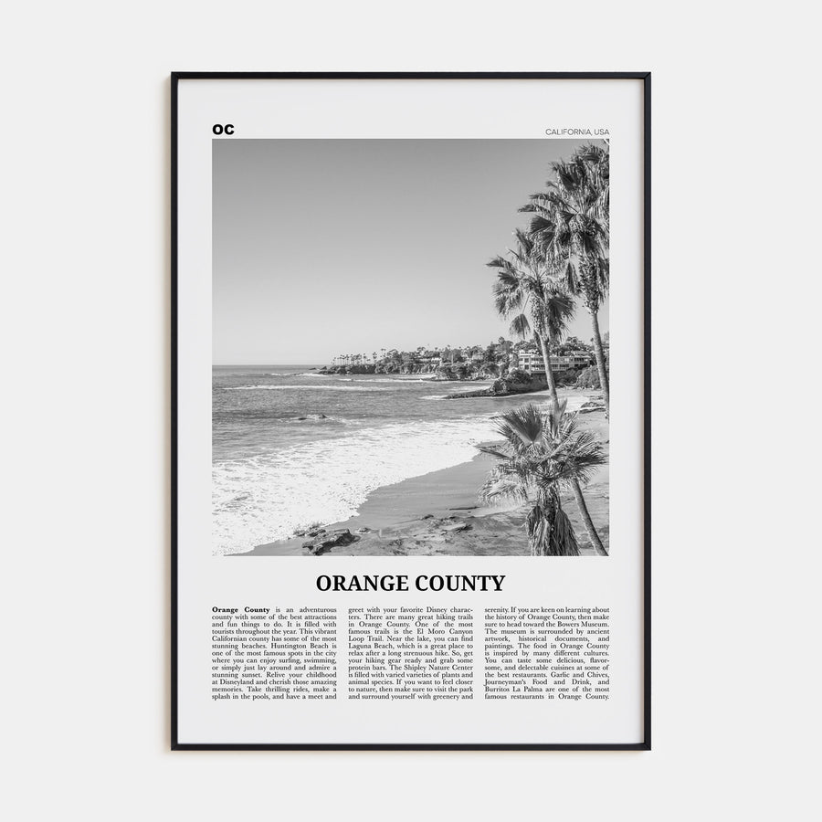 Orange County Travel B&W No 1 Poster