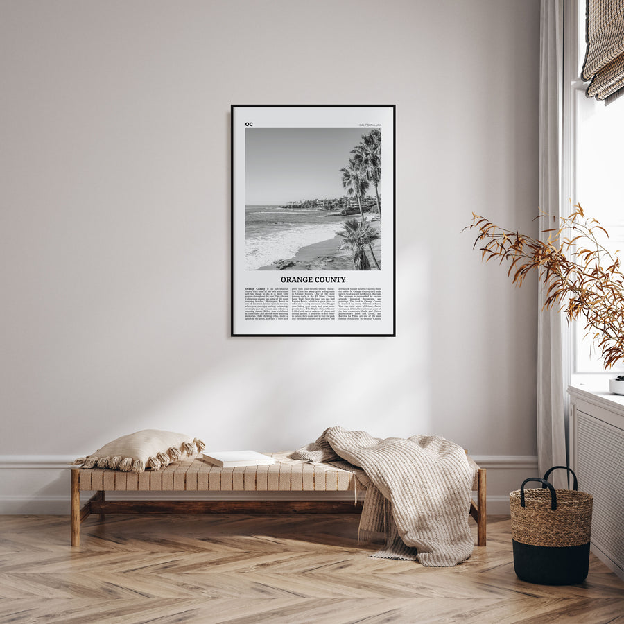 Orange County Travel B&W No 1 Poster
