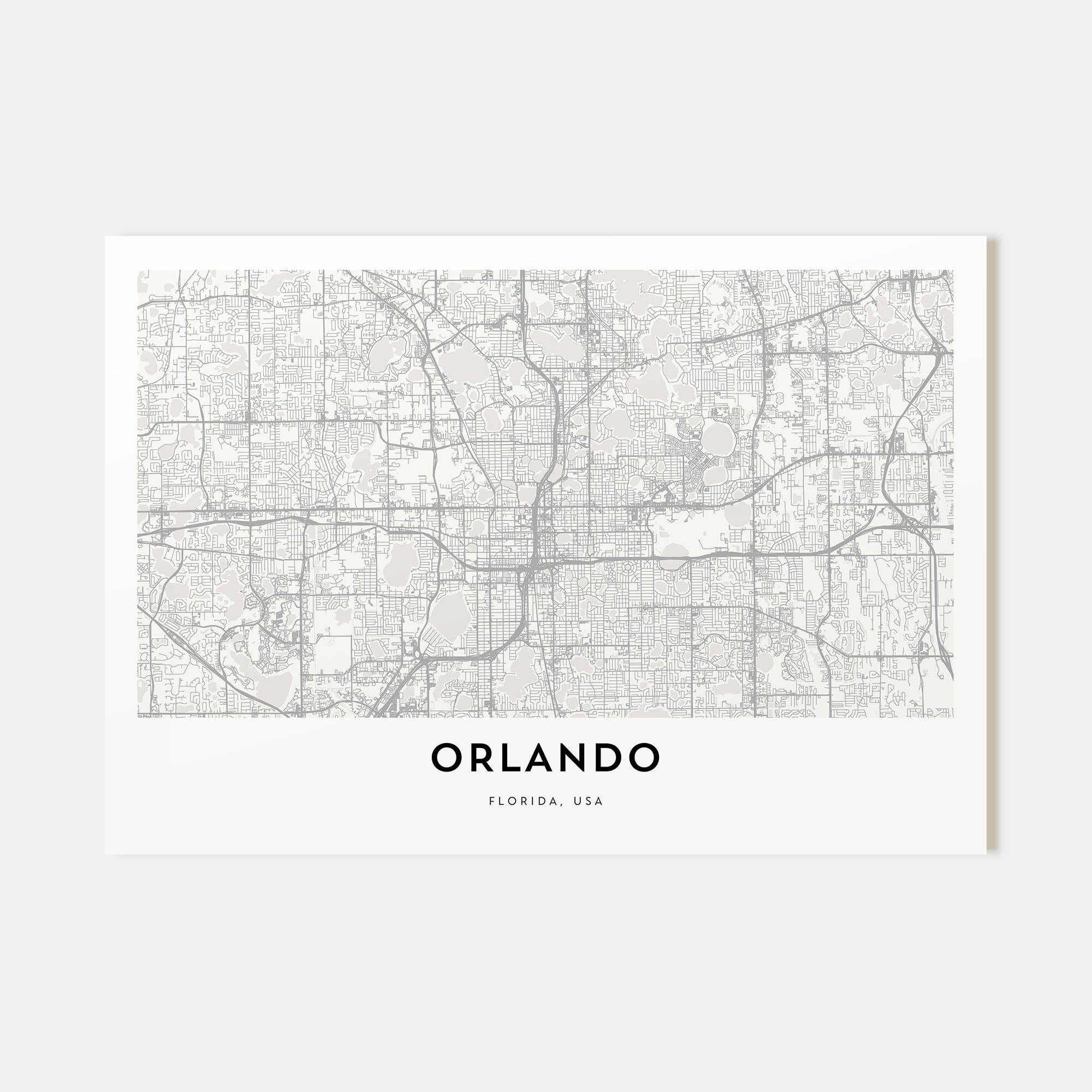 Orlando Map Landscape Poster
