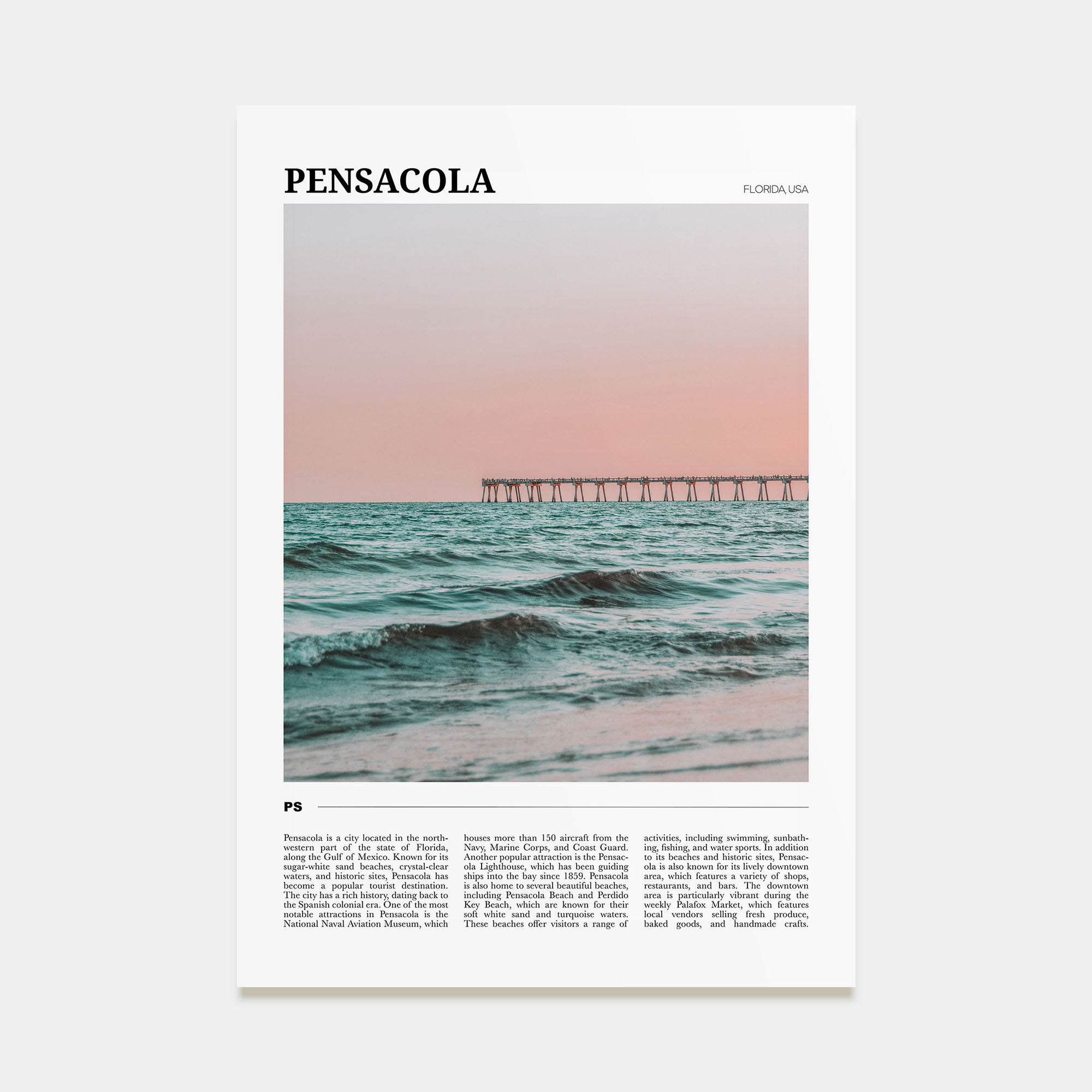 Pensacola Travel Color Poster