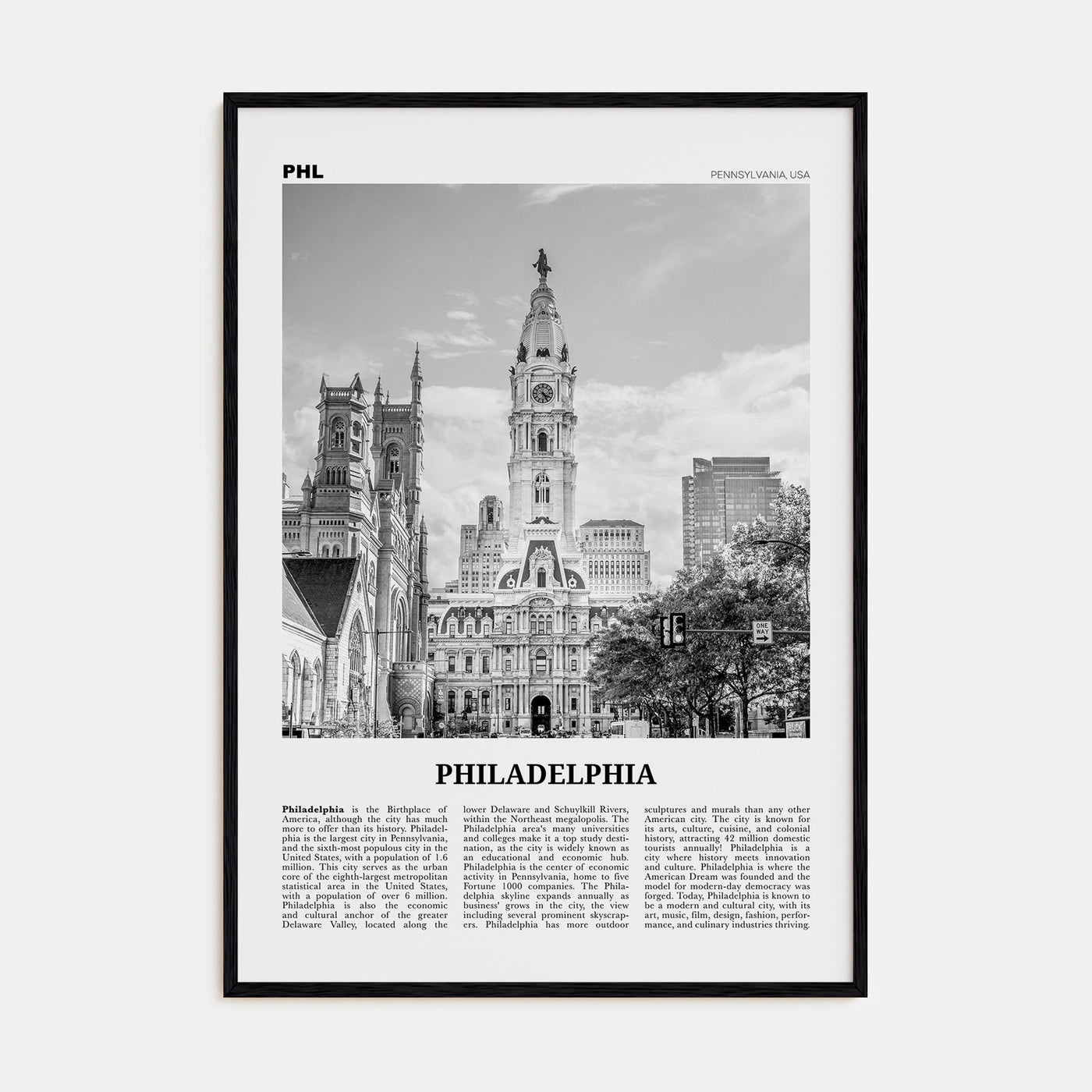 Philadelphia Travel B&W No 1 Poster