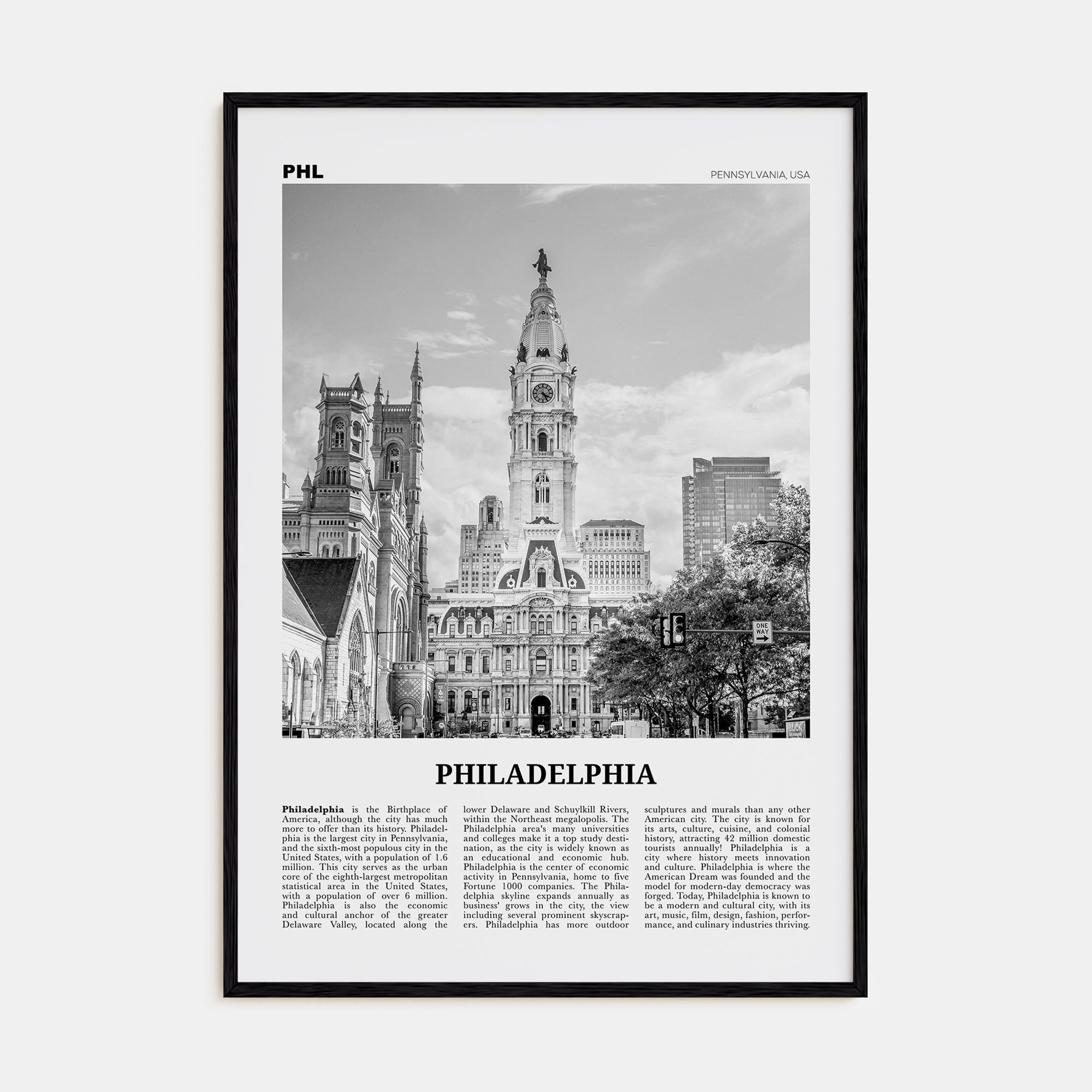 Philadelphia Travel B&W No 1 Poster