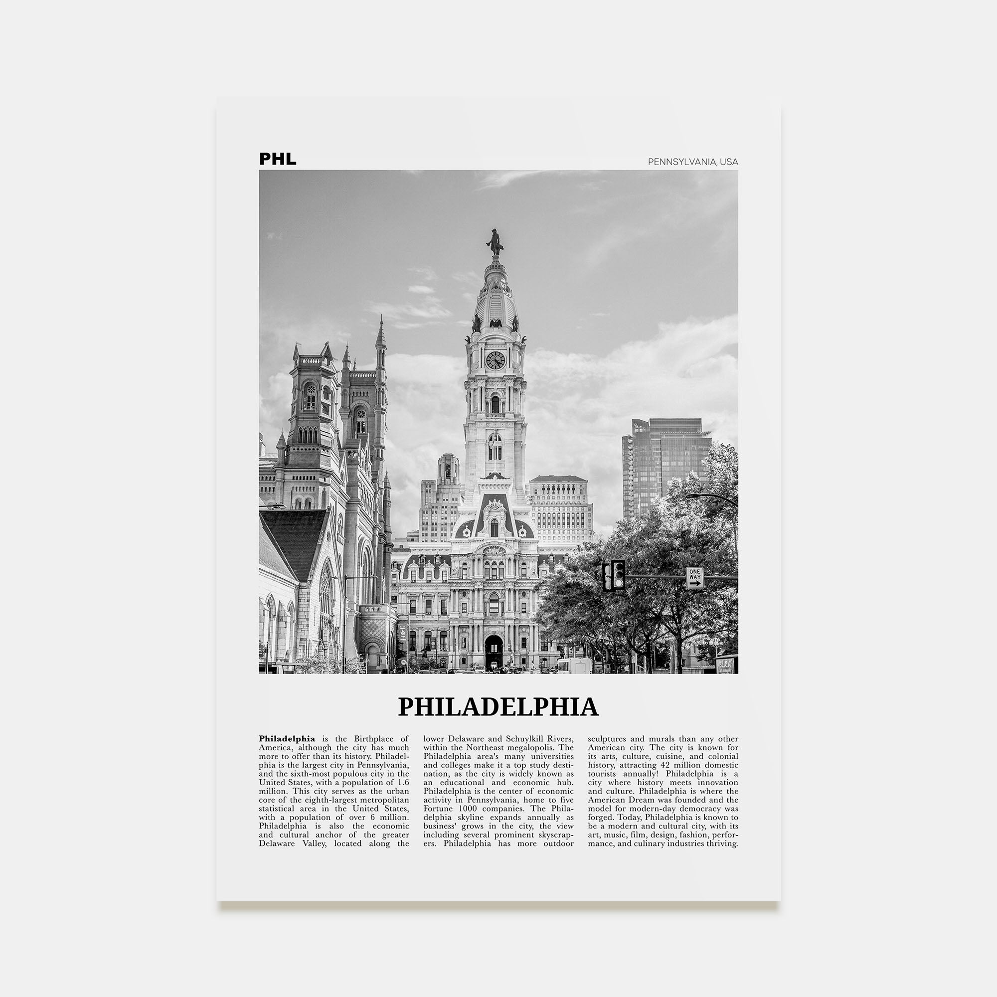 Philadelphia Travel B&W No 1 Poster