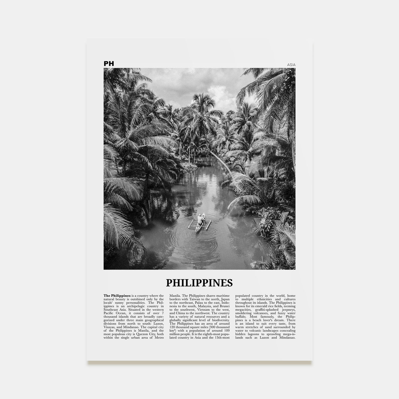 Philippines Travel B&W No 1 Poster