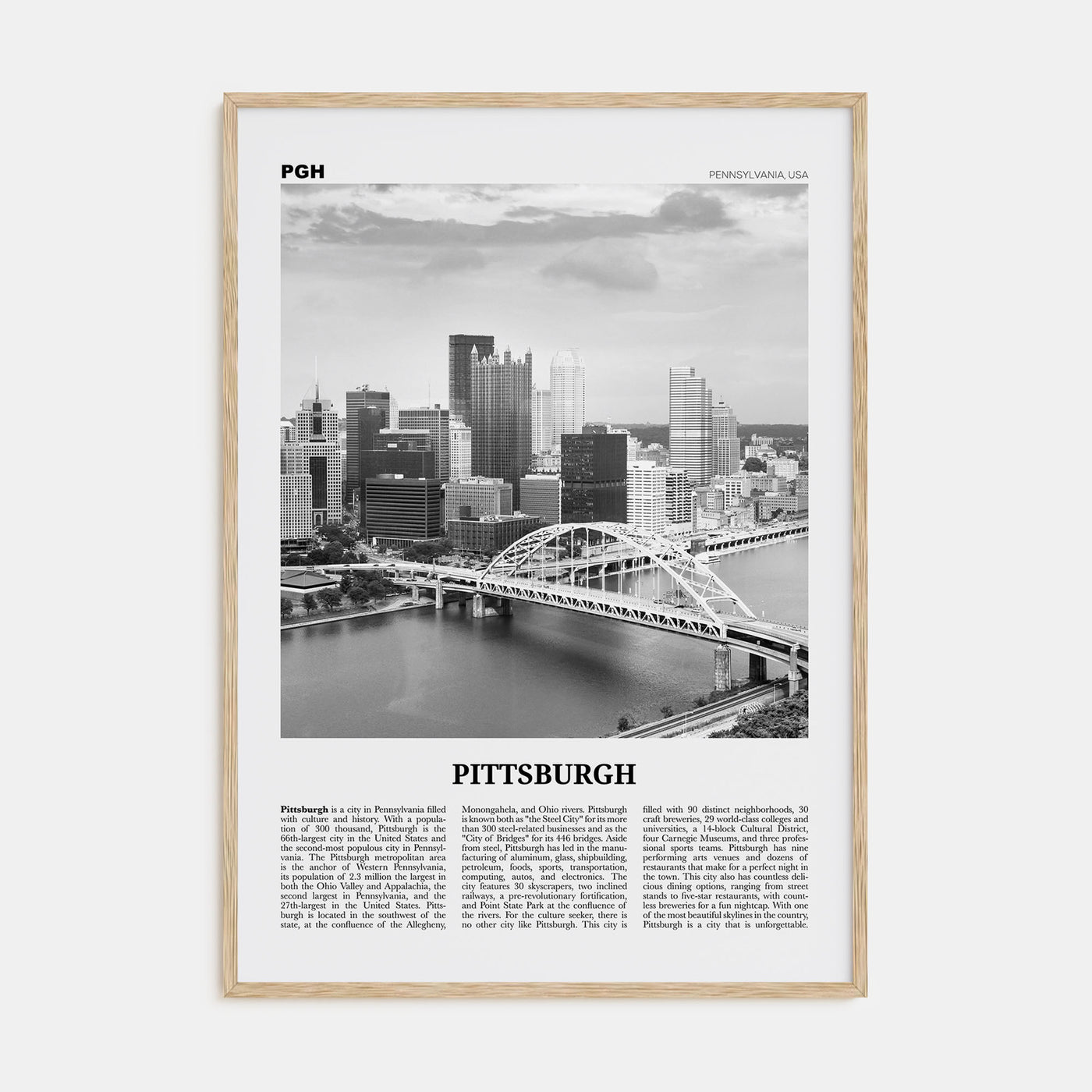 Pittsburgh Travel B&W No 1 Poster