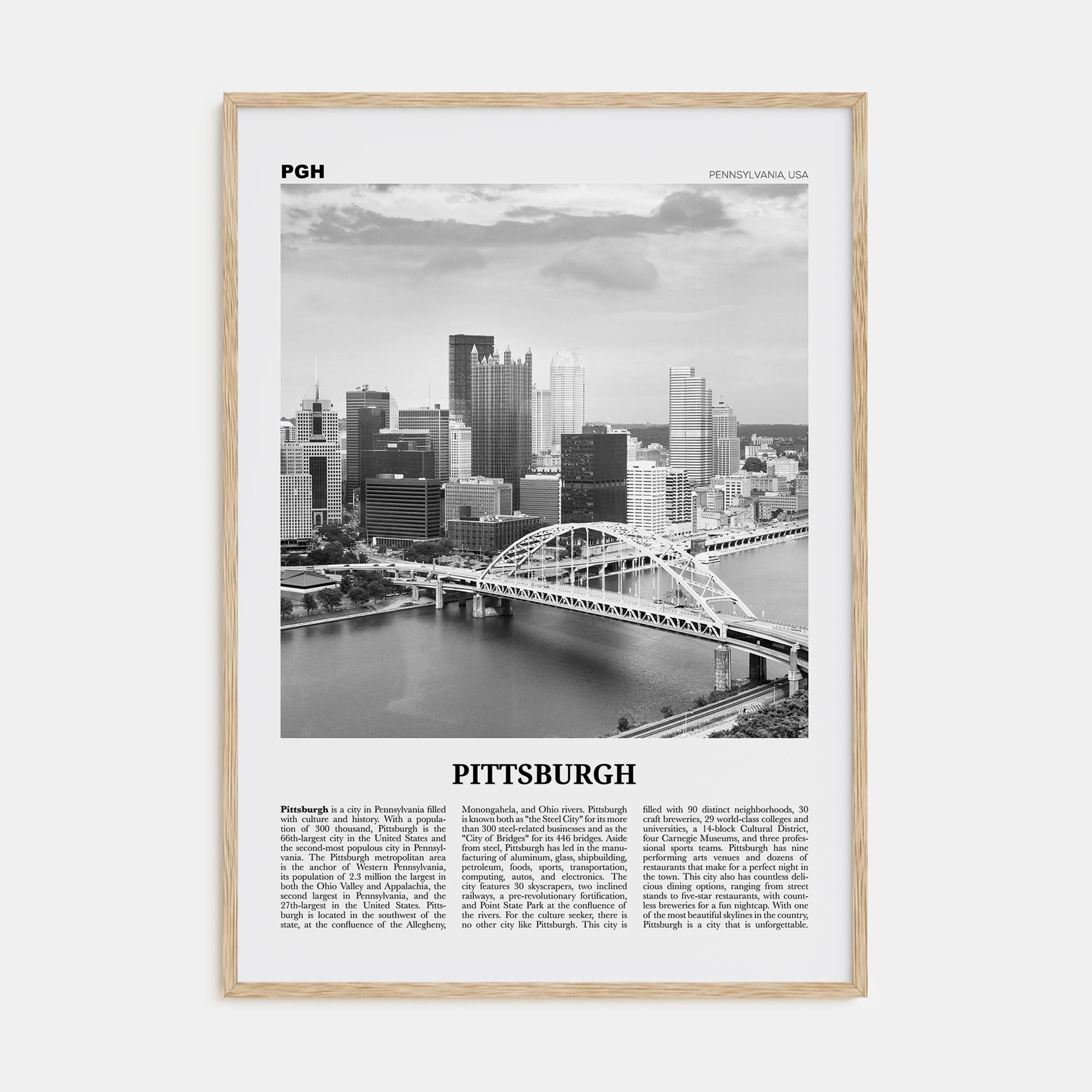 Pittsburgh Travel B&W No 1 Poster