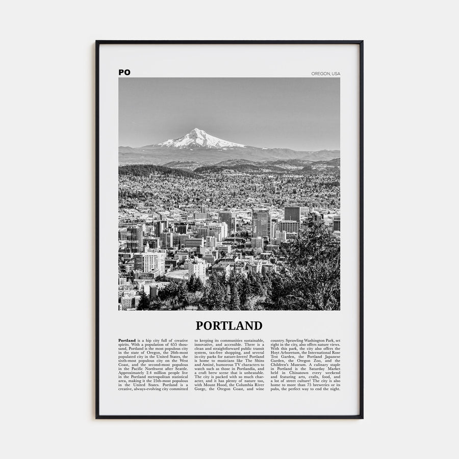 Portland, Oregon Travel B&W No 1 Poster