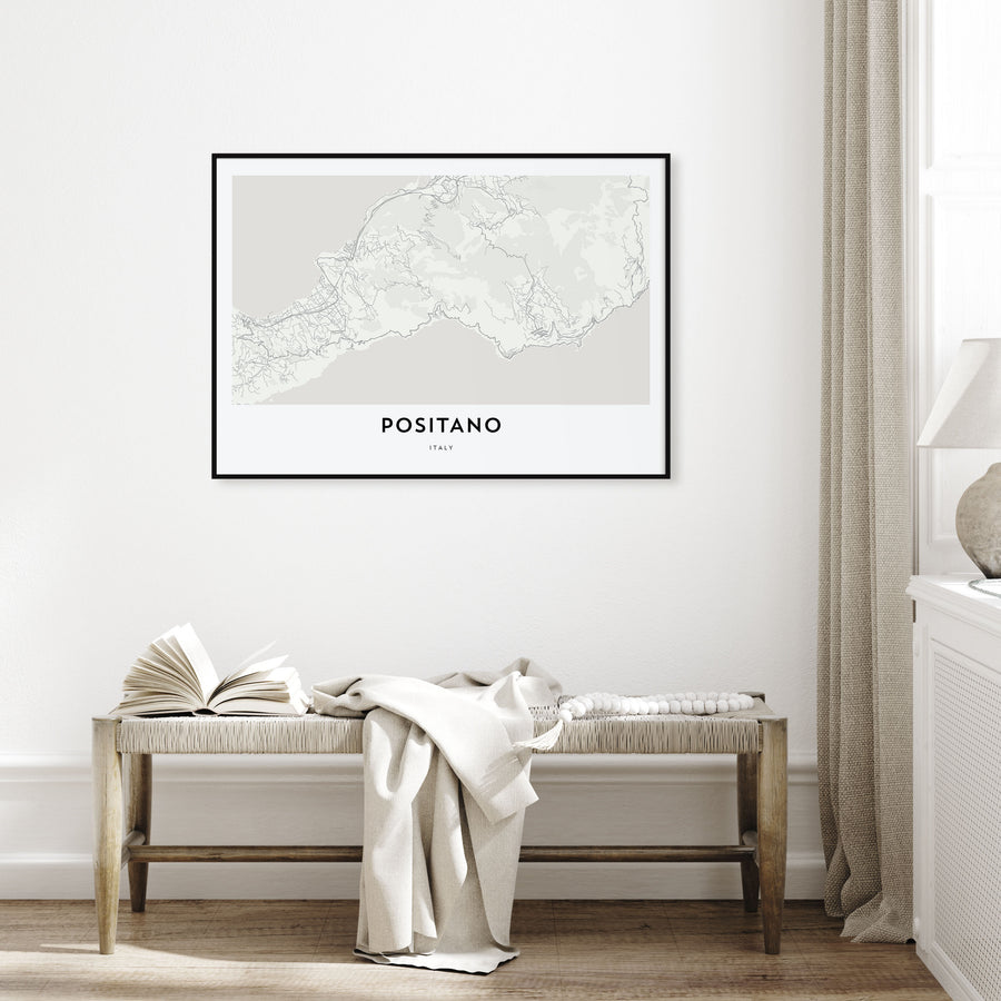 Positano Map Landscape Poster