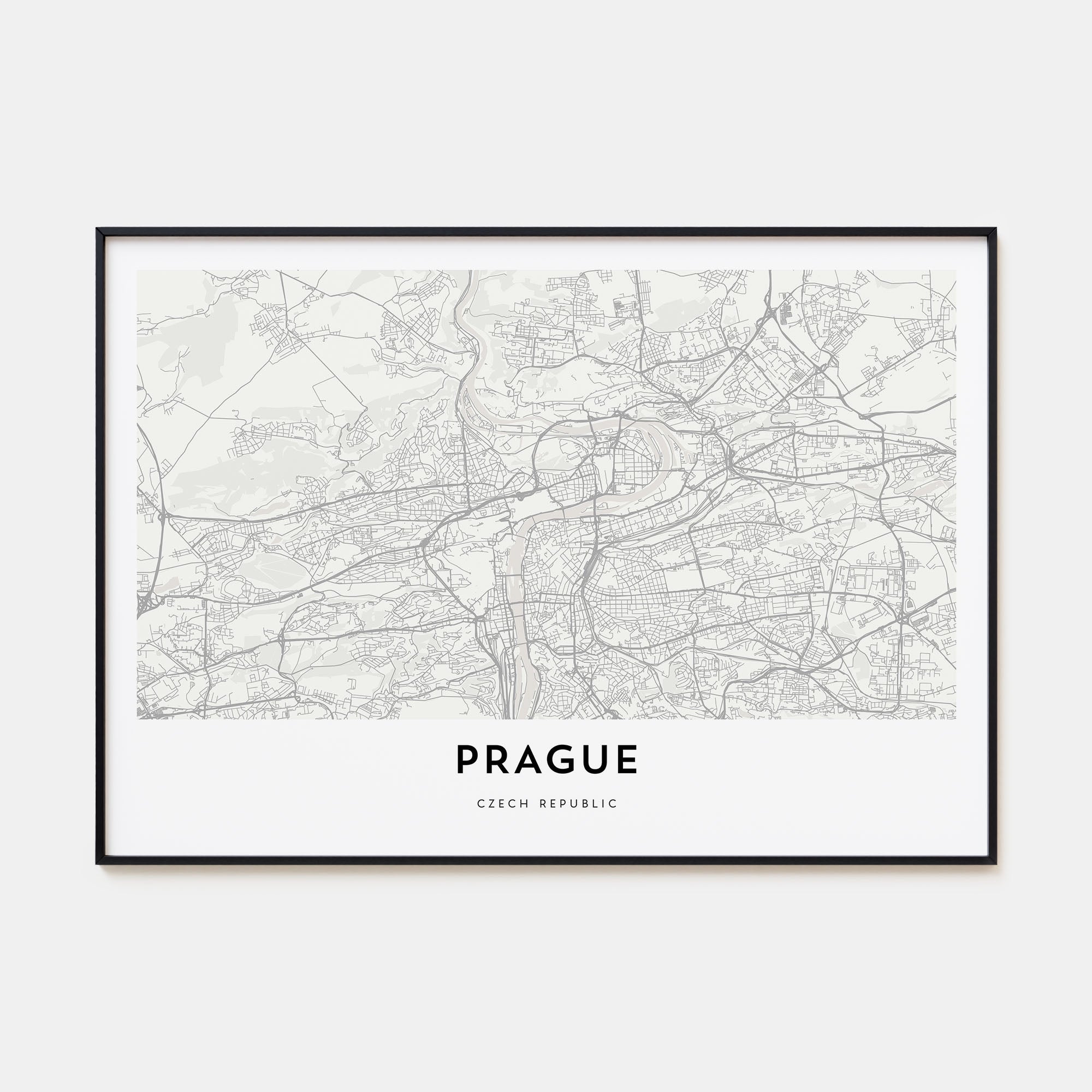 Prague Map Landscape Poster