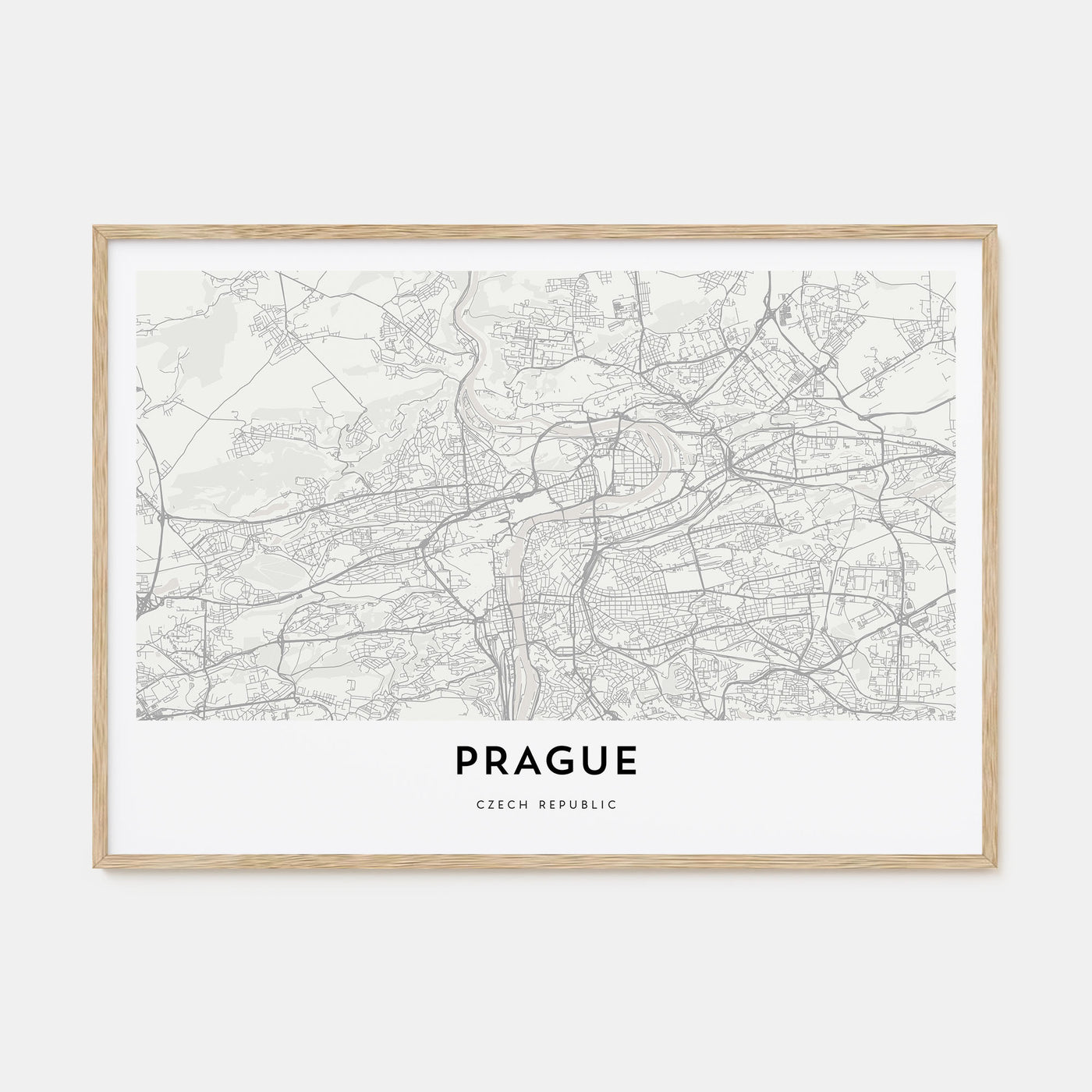 Prague Map Landscape Poster