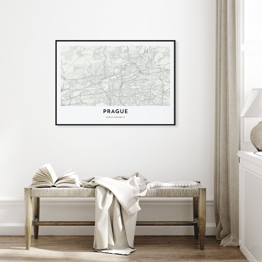 Prague Map Landscape Poster