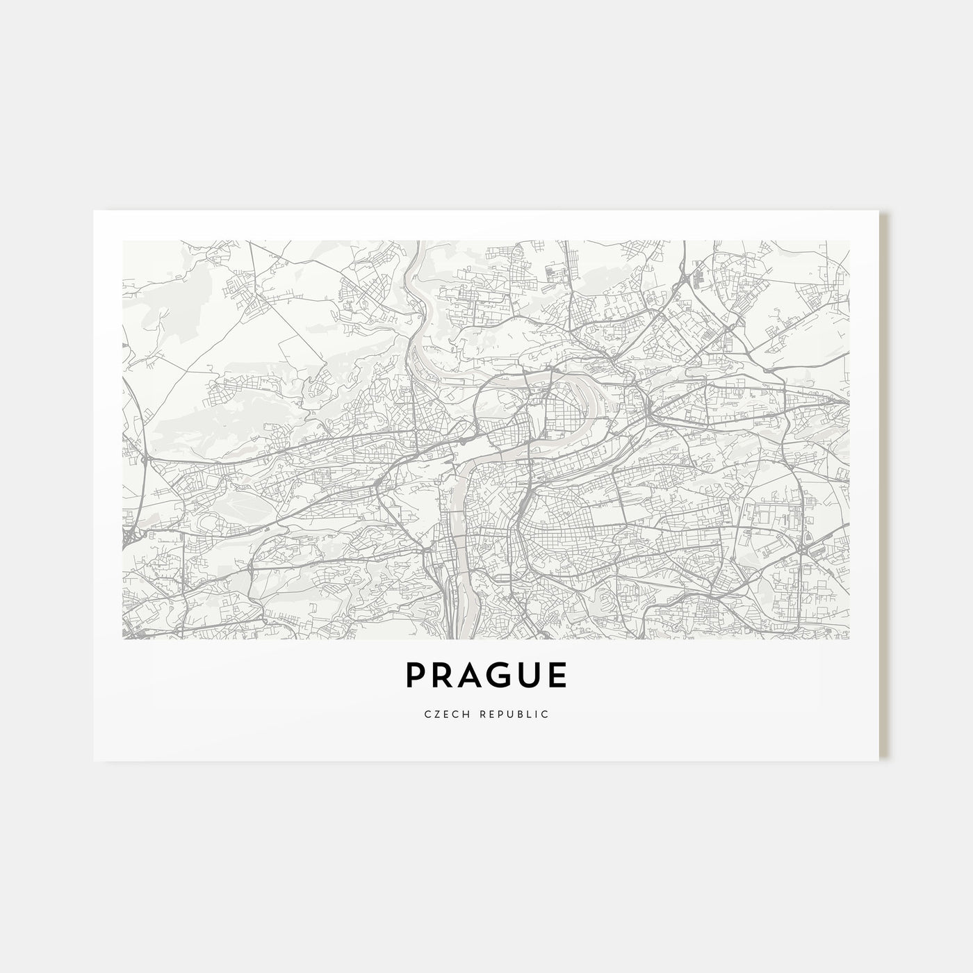 Prague Map Landscape Poster
