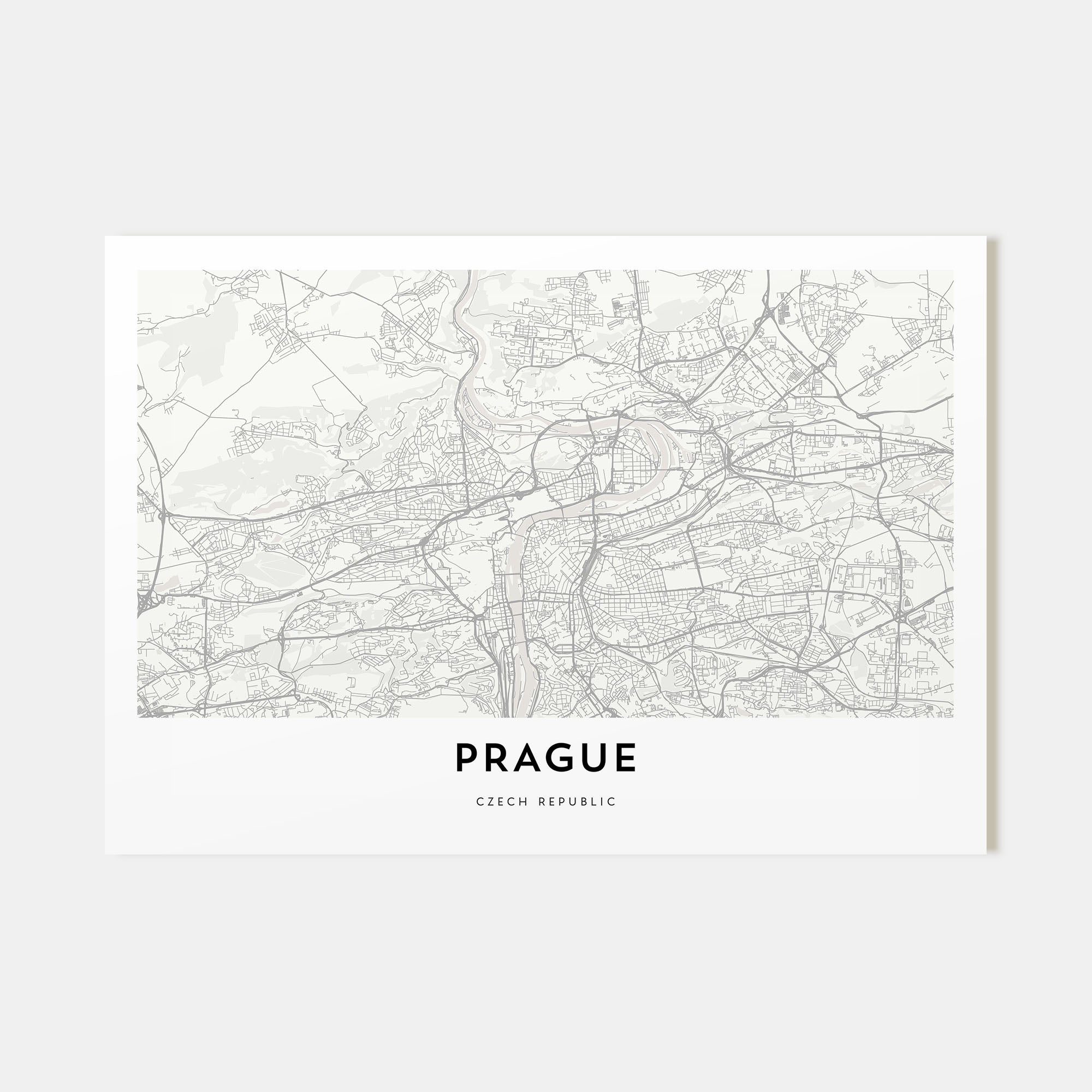 Prague Map Landscape Poster