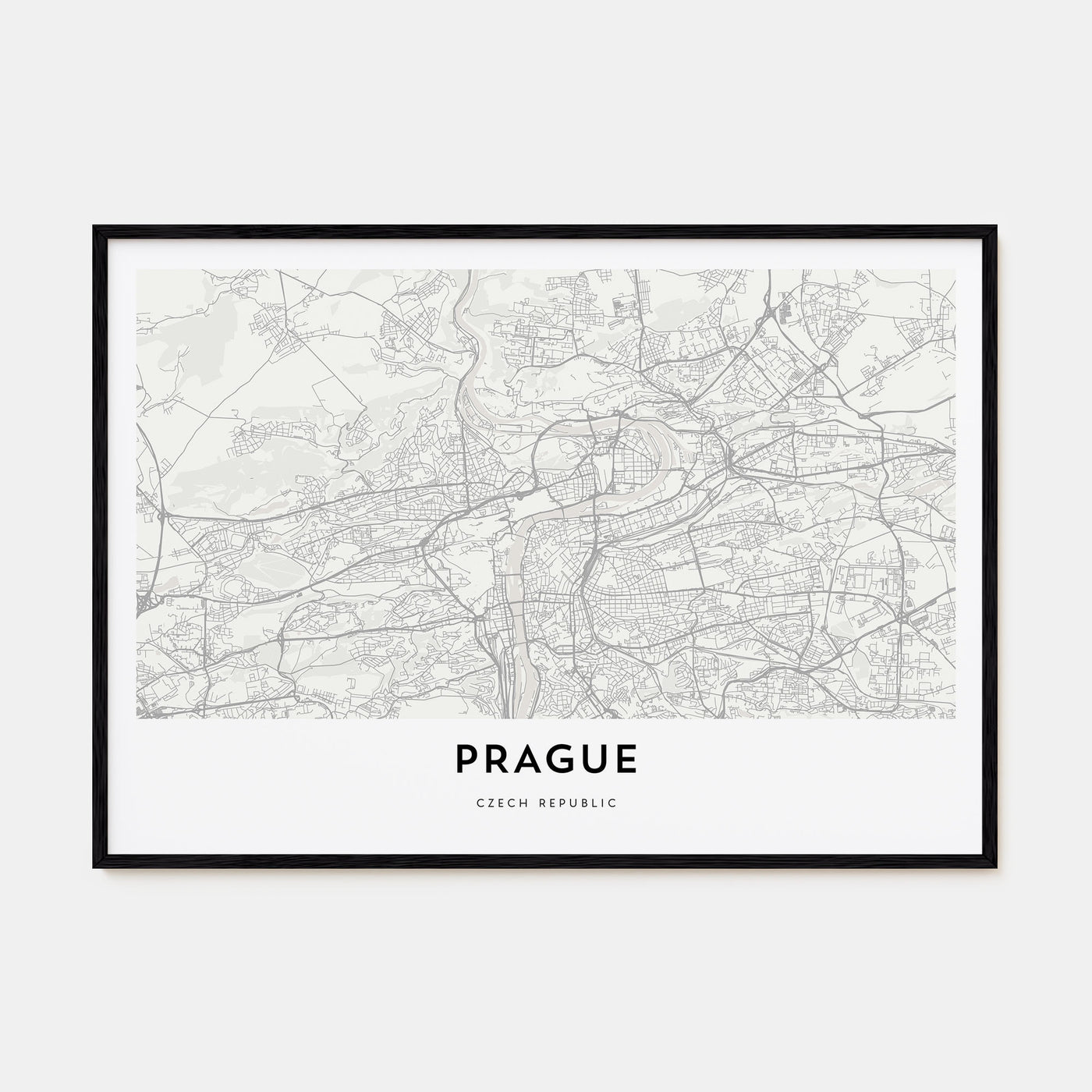Prague Map Landscape Poster