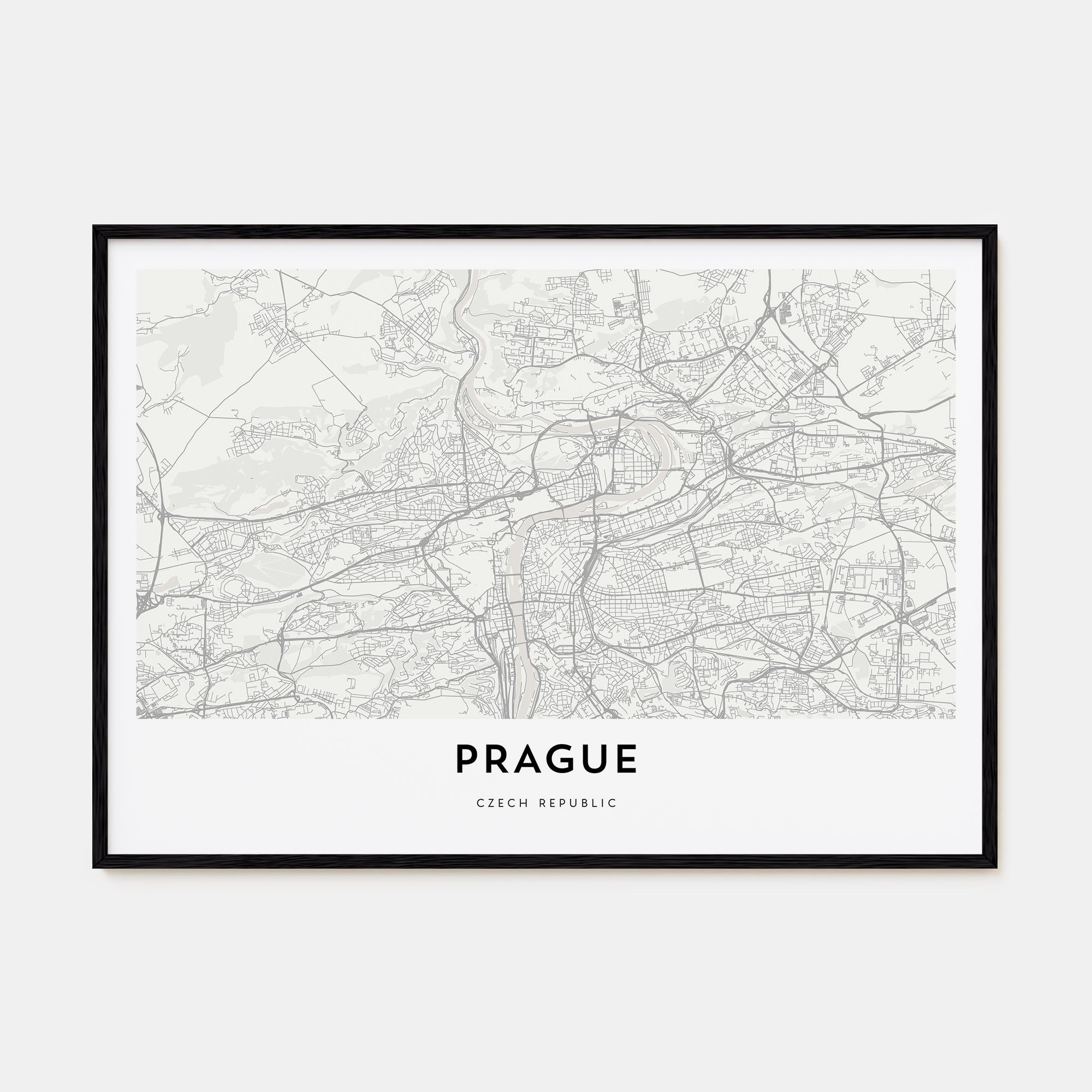Prague Map Landscape Poster