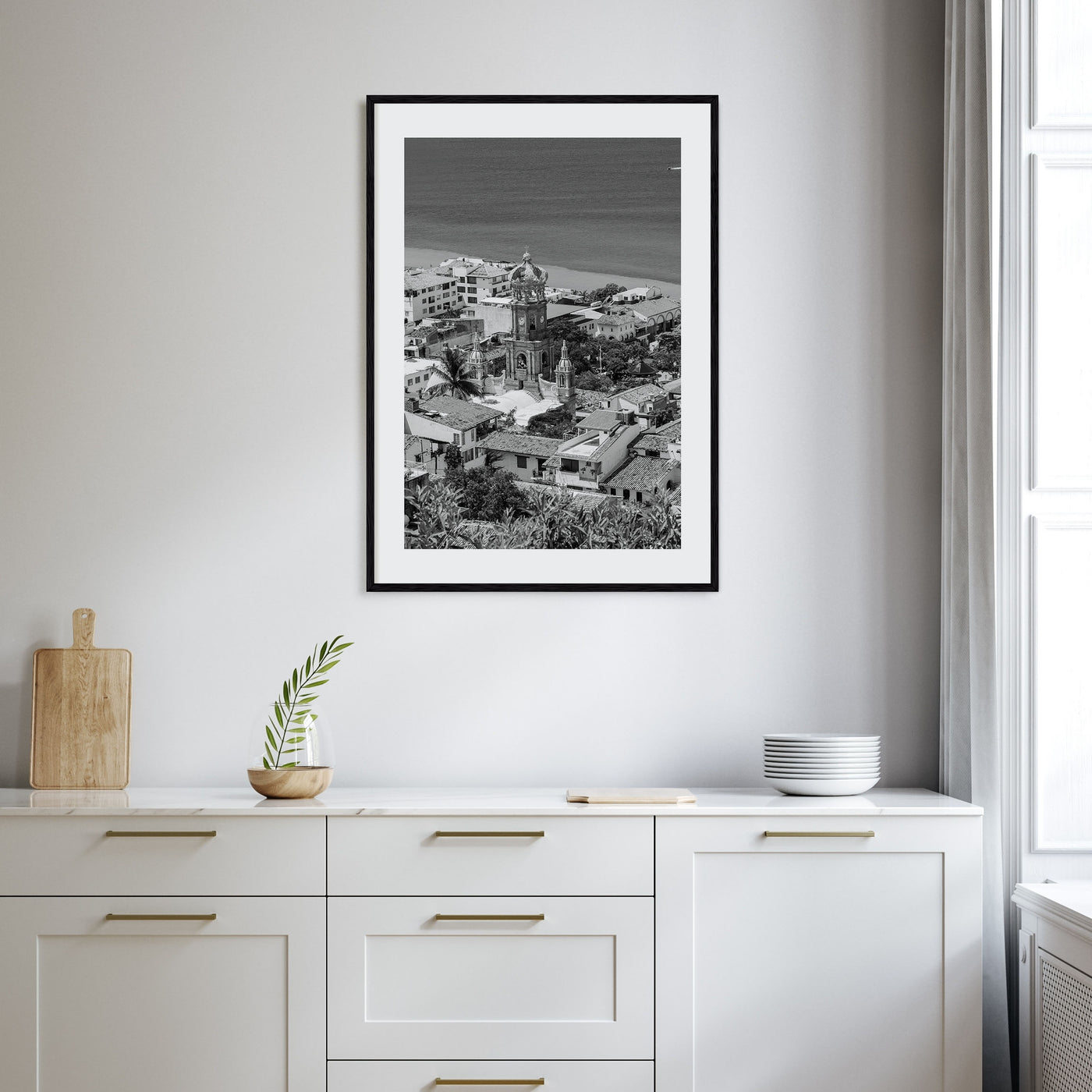 Puerto Vallarta Photo B&W Poster