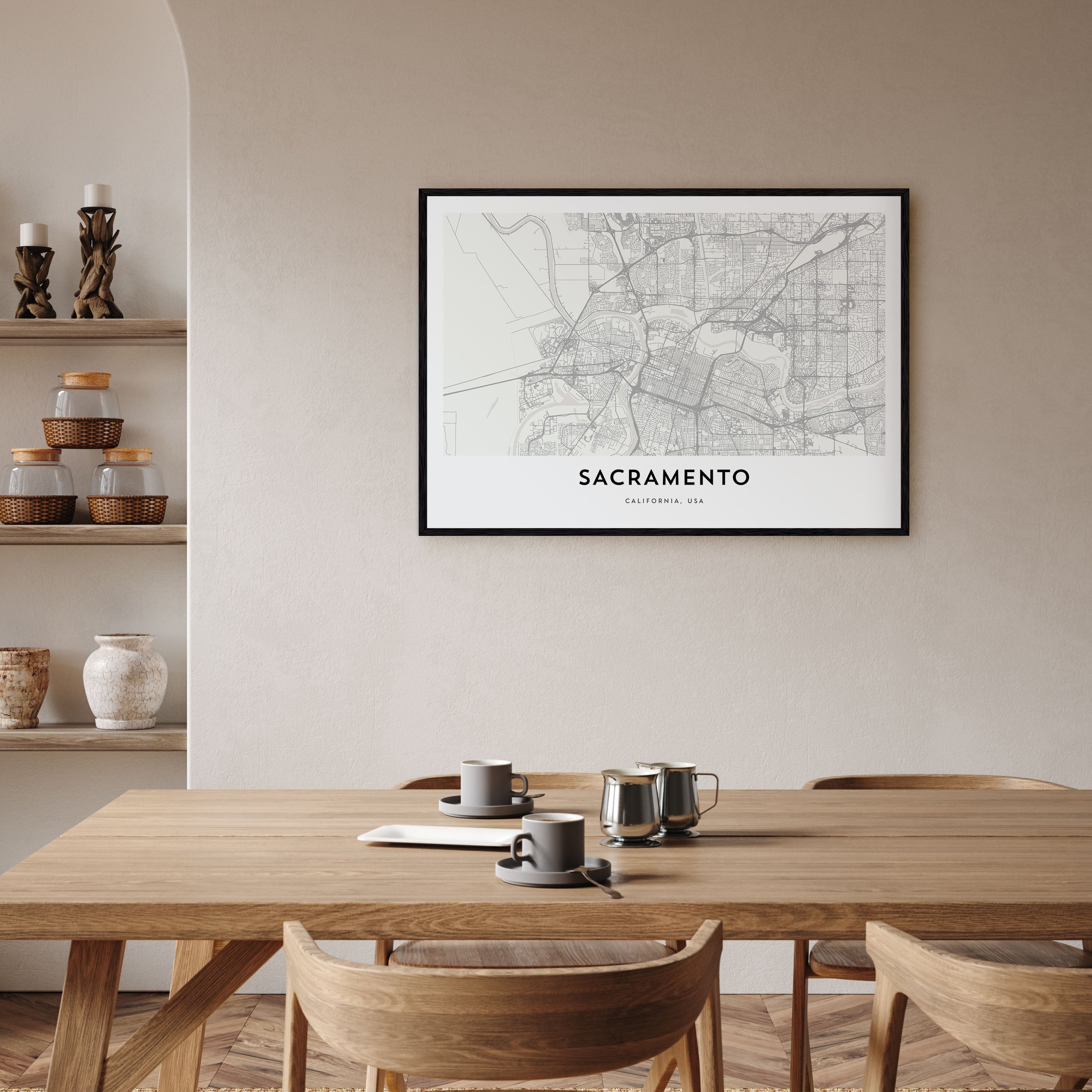 Sacramento Map Landscape Poster