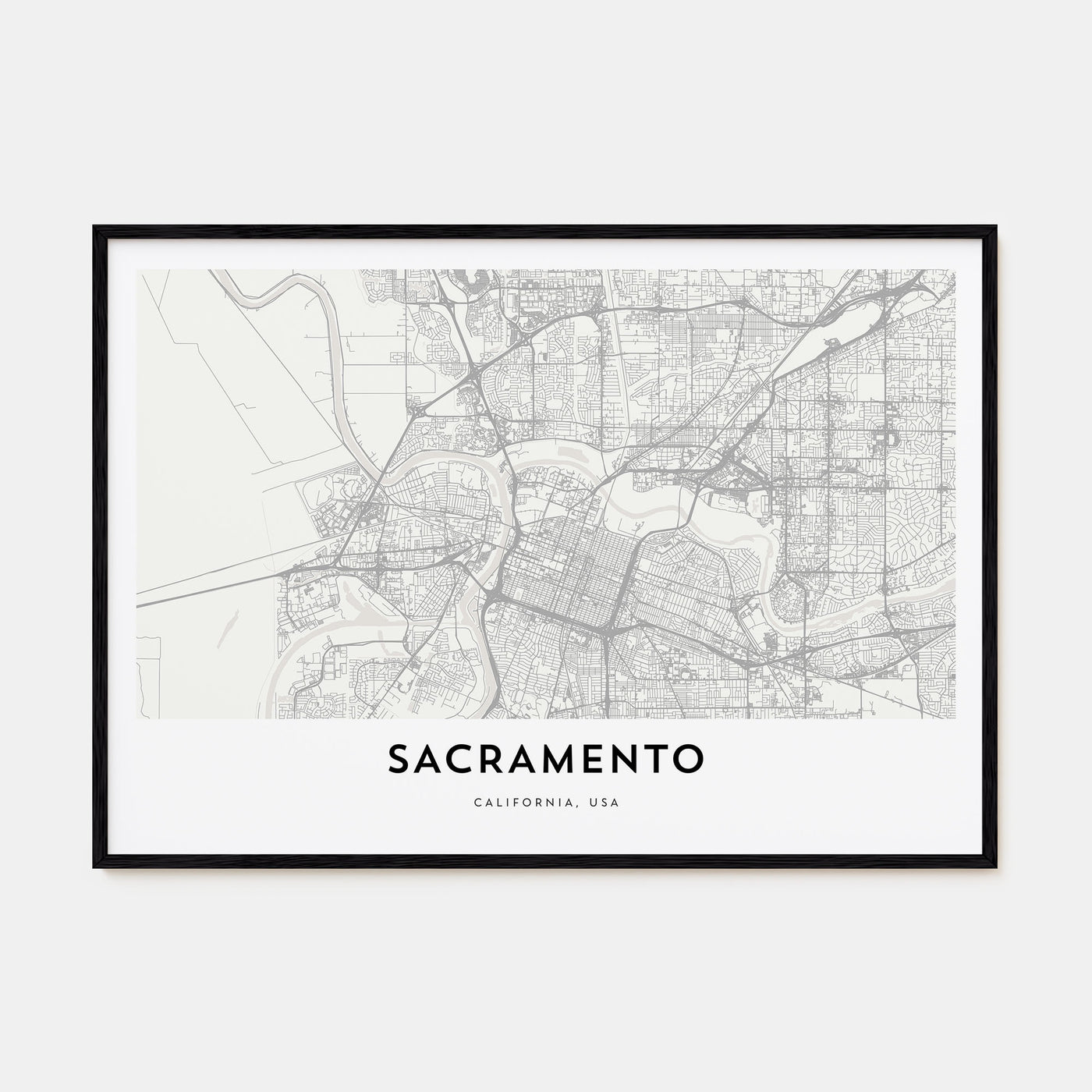 Sacramento Map Landscape Poster