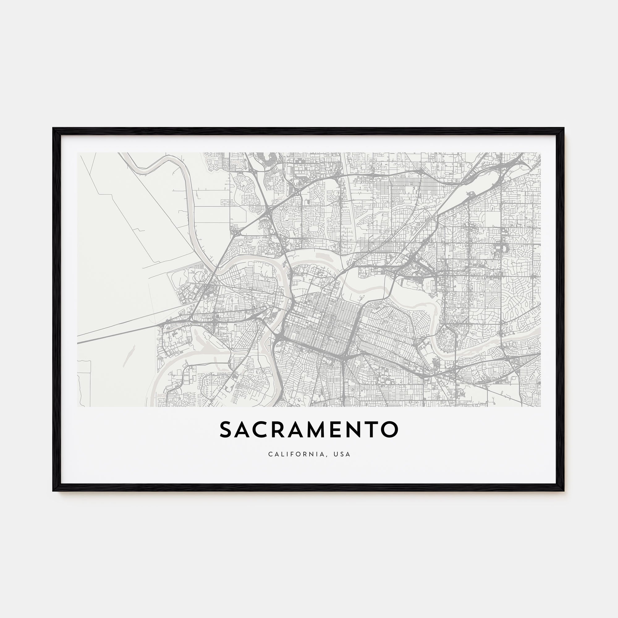 Sacramento Map Landscape Poster