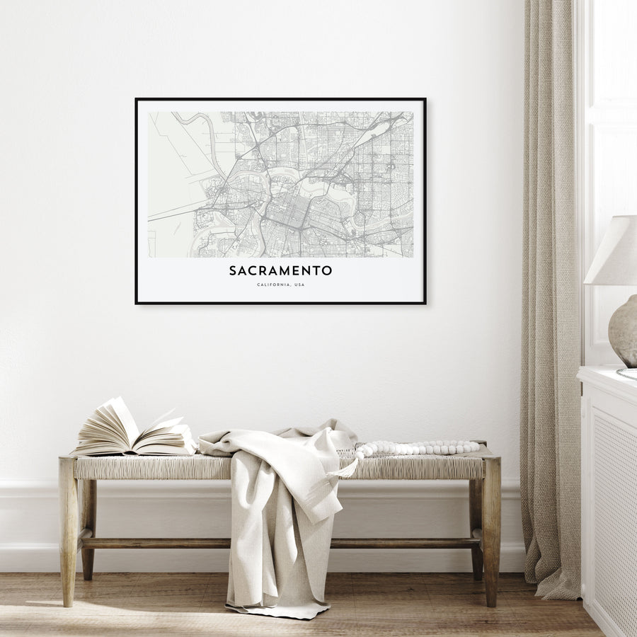 Sacramento Map Landscape Poster