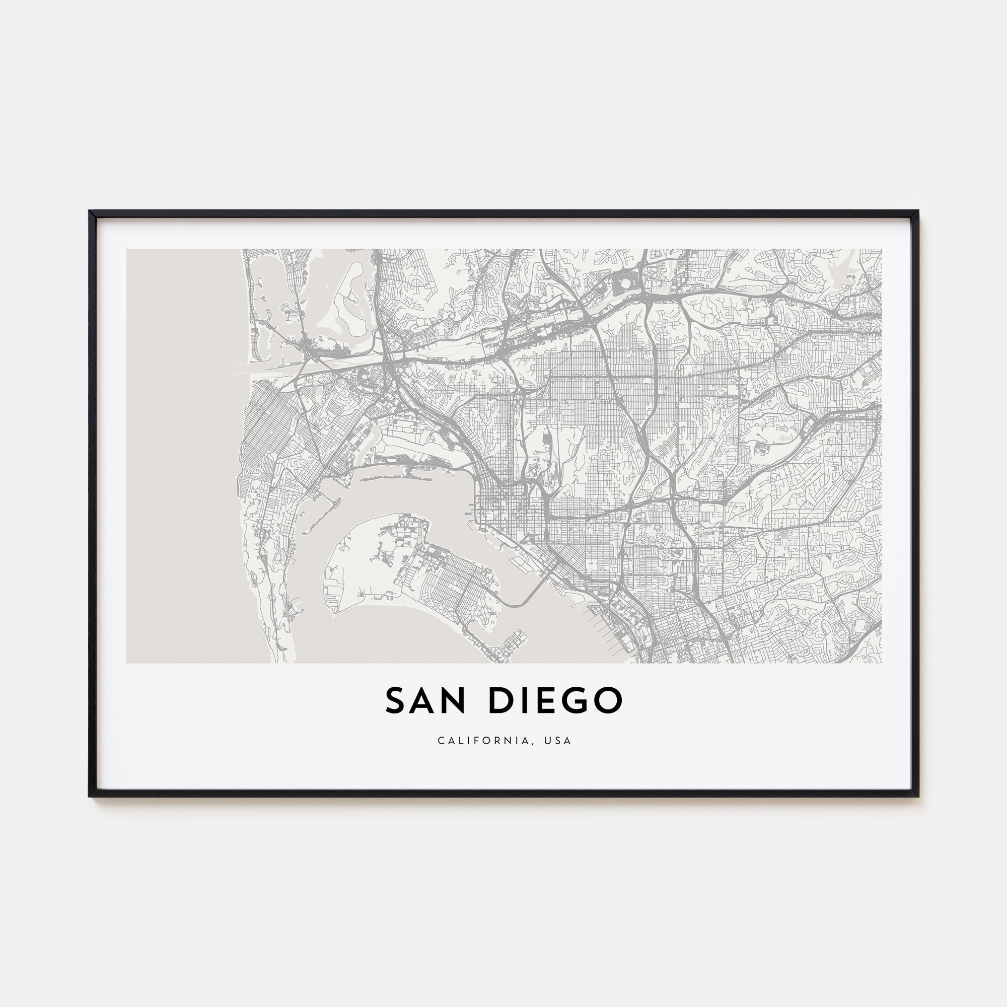 San Diego Map Landscape Poster