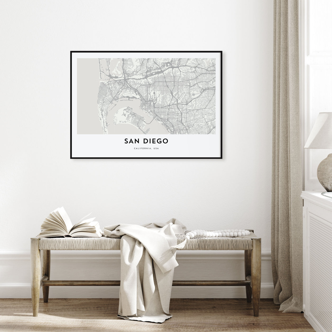 San Diego Map Landscape Poster