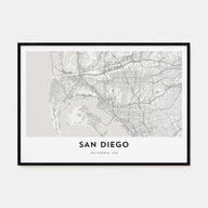San Diego Map Landscape Poster