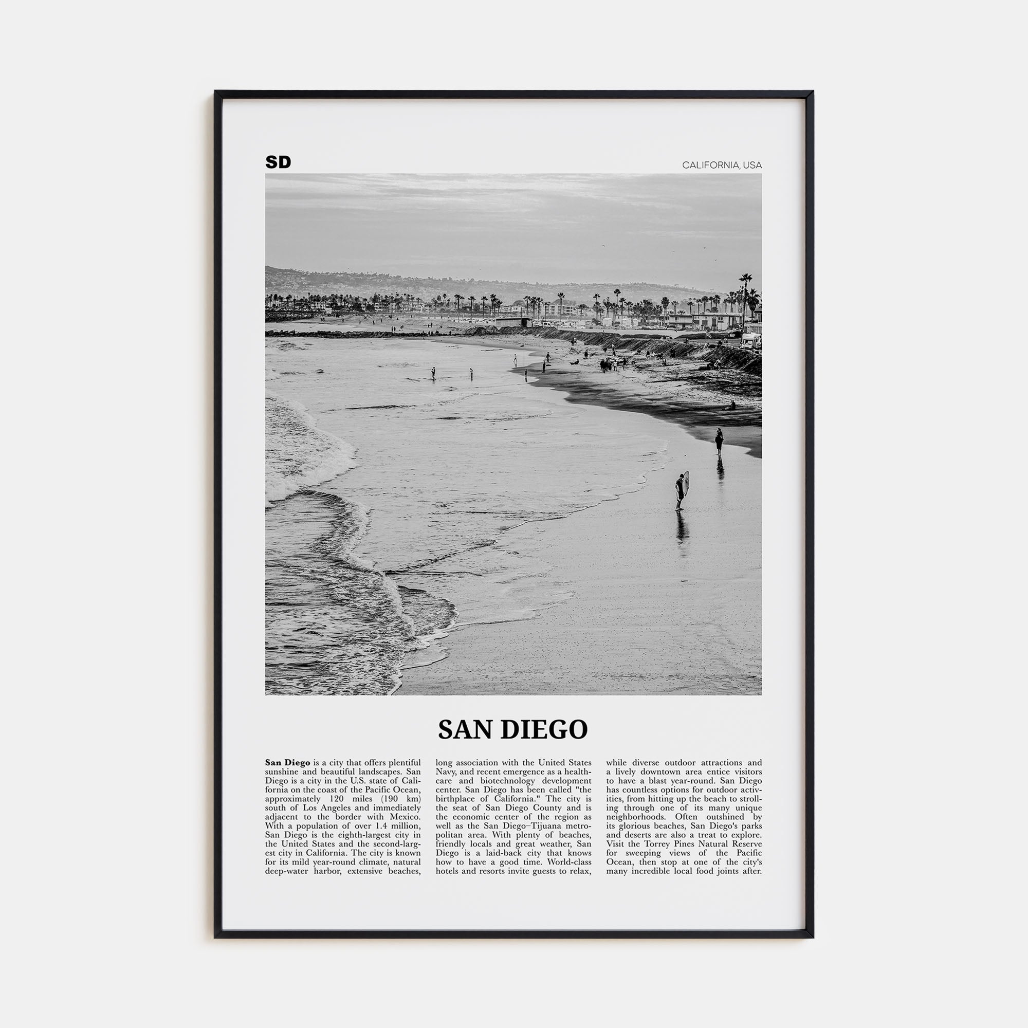 San Diego Travel B&W No 1 Poster