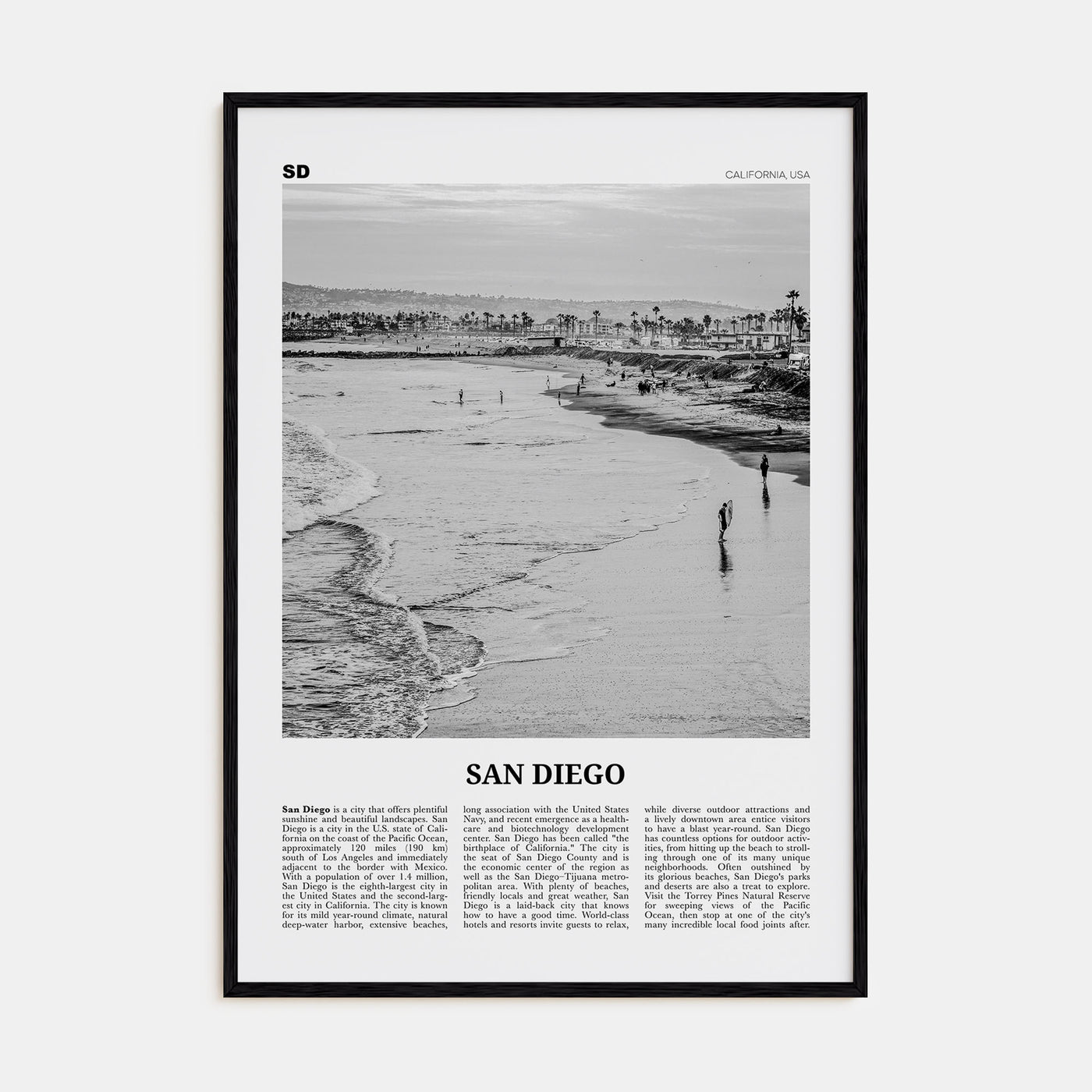 San Diego Travel B&W No 1 Poster
