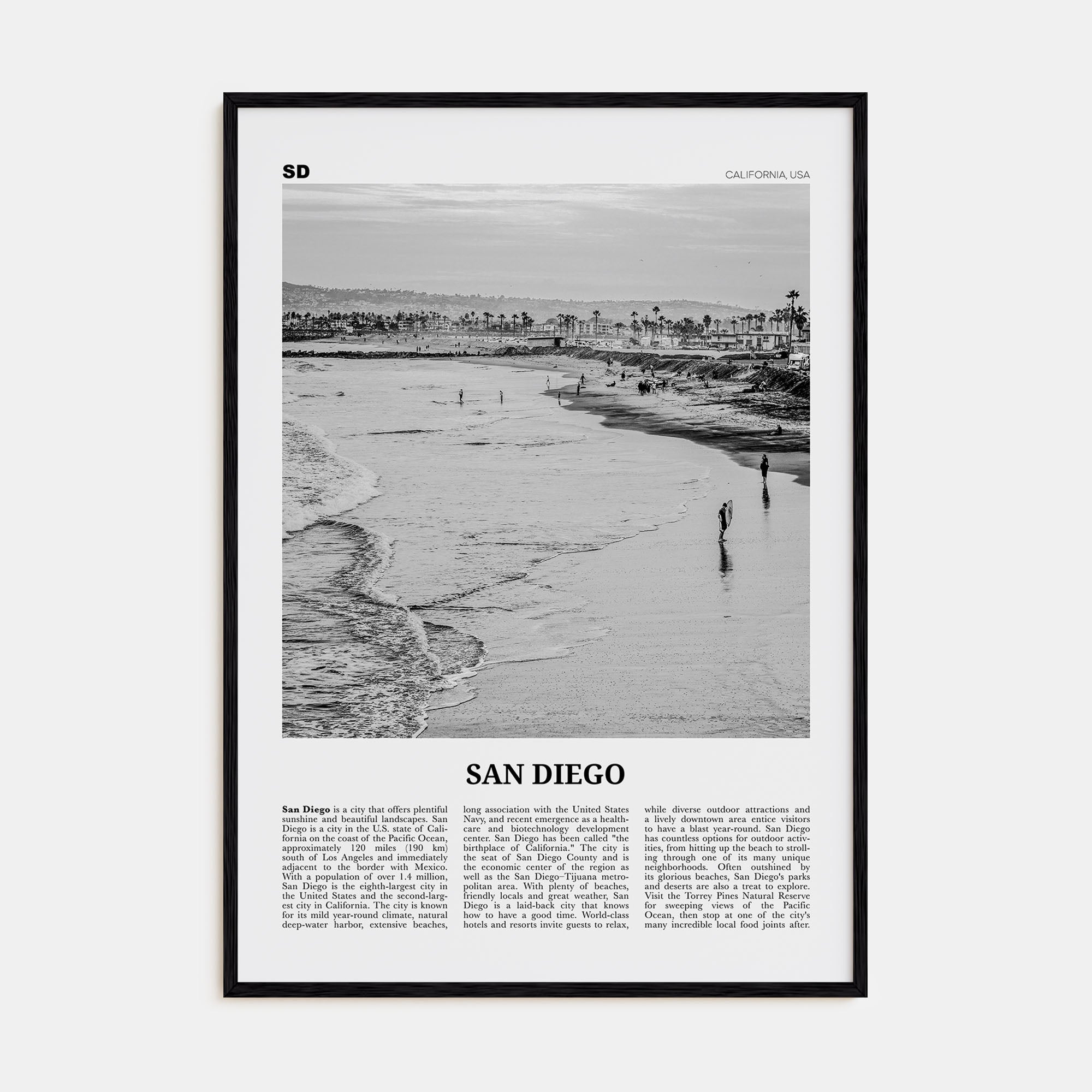 San Diego Travel B&W No 1 Poster