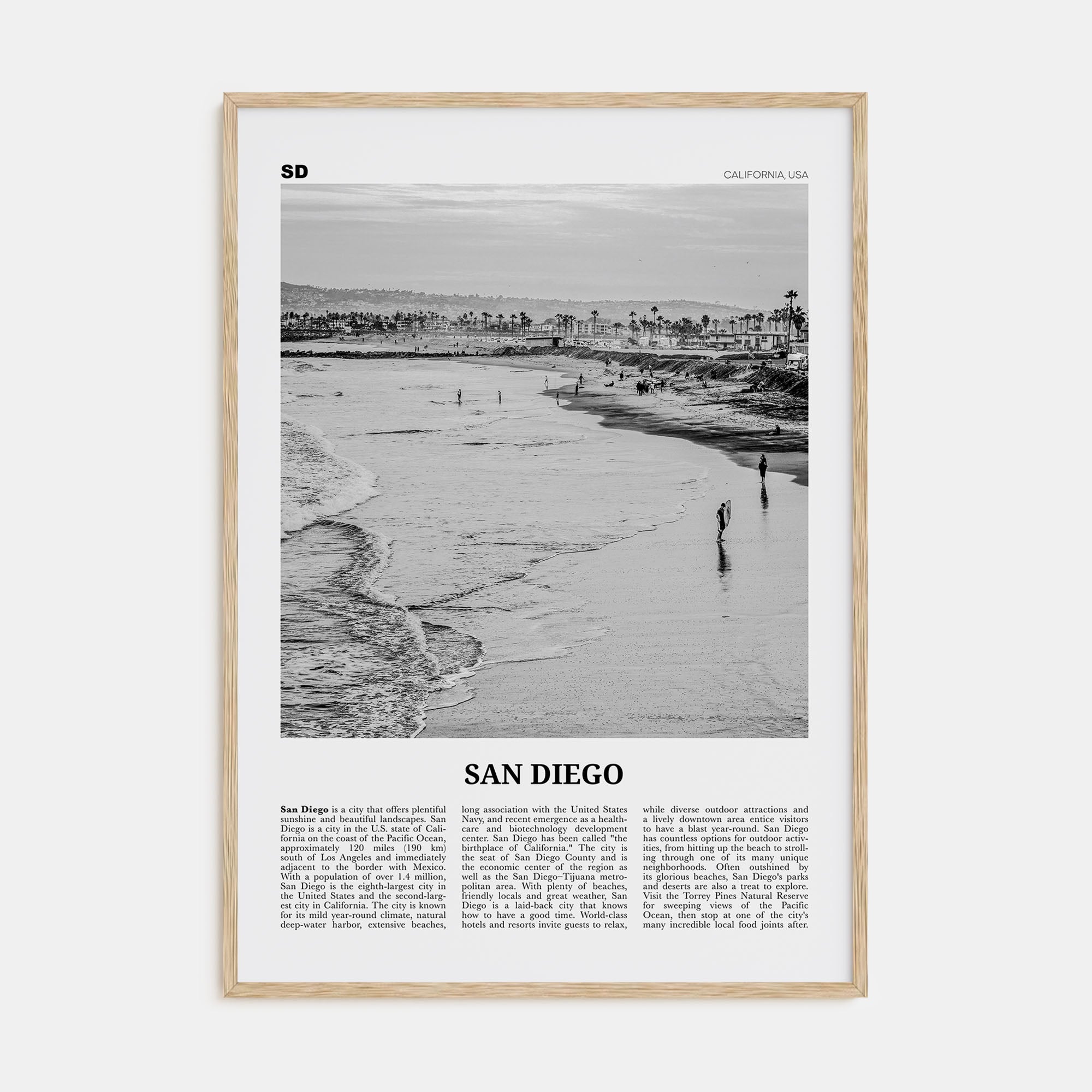 San Diego Travel B&W No 1 Poster