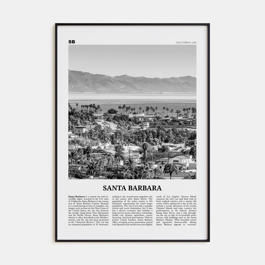 Santa Barbara Travel B&W No 1 Poster
