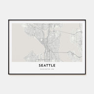 Seattle Map Landscape Poster