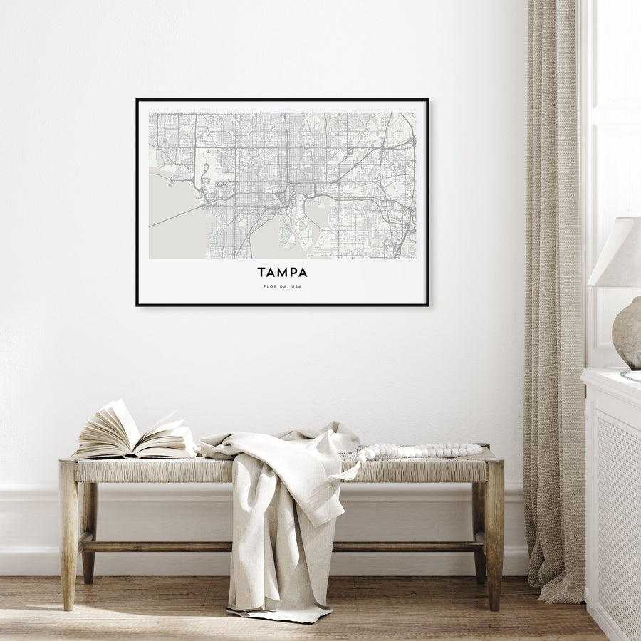 Tampa Map Landscape Poster